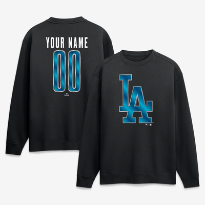 Los Angeles Dodgers  Metallic Mascot Personalized Name & Number Sweatshirt - Black