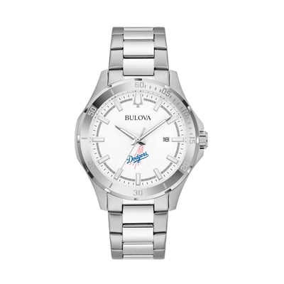 Los Angeles Dodgers Bulova Stainless Steel Classic Sport Watch - Silver