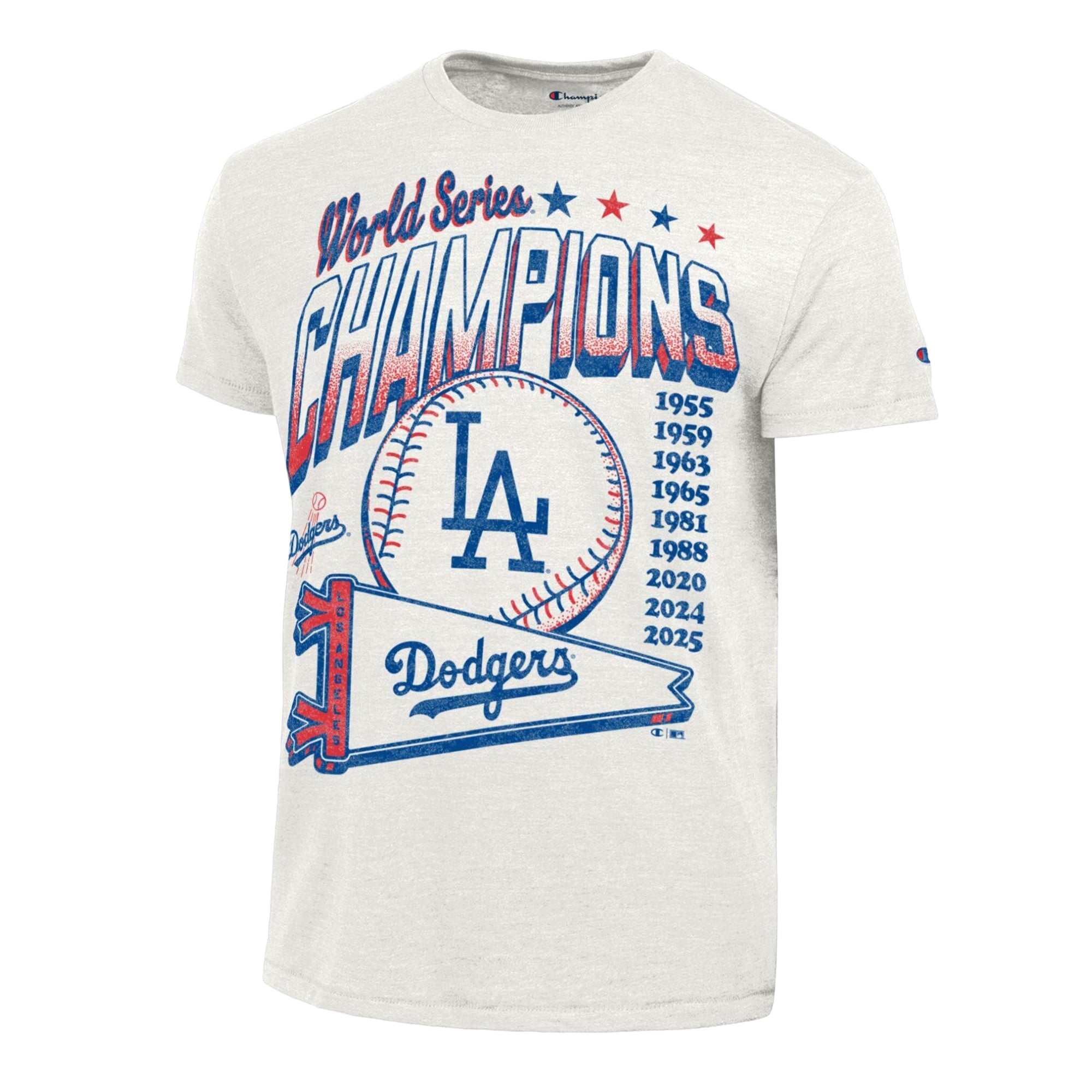 T-shirt Champion crème pour homme, collection Cooperstown des Dodgers de Los Angeles, mélange trois matières, inspiré la tradition gagnante