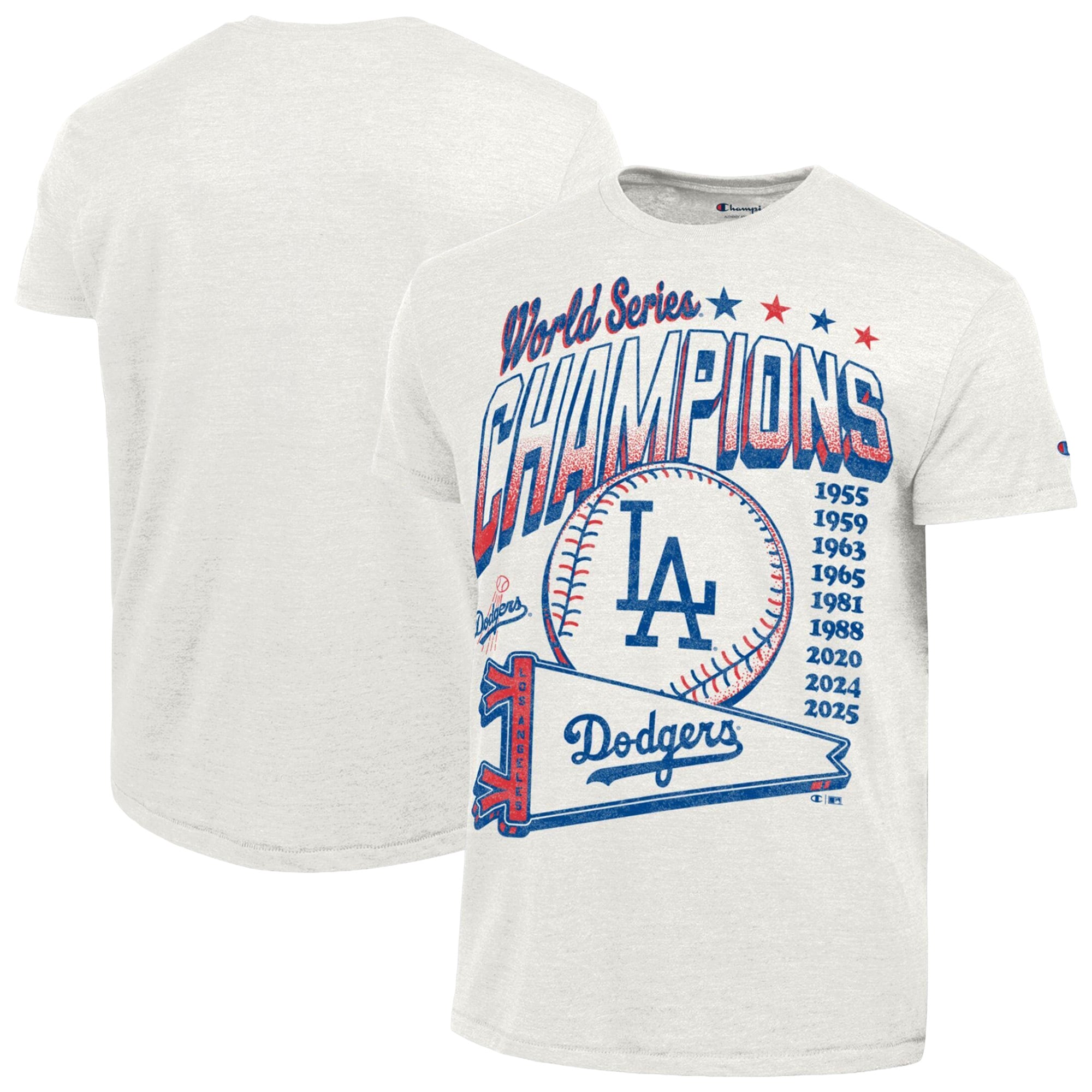 T-shirt Champion crème pour homme, collection Cooperstown des Dodgers de Los Angeles, mélange trois matières, inspiré la tradition gagnante