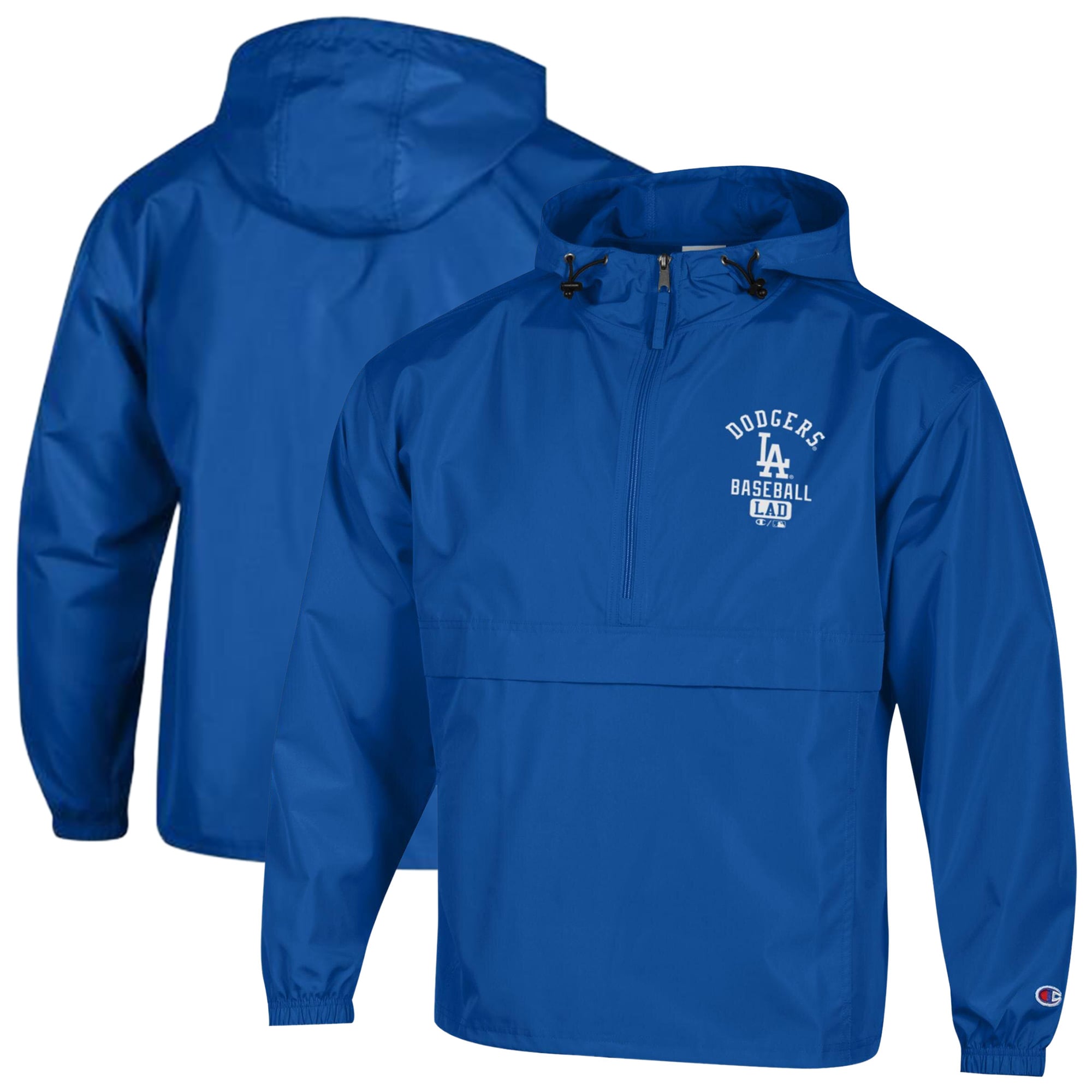 Men's Champion Royal Los Angeles Dodgers Packable Windbreaker Half-Zip Jacket