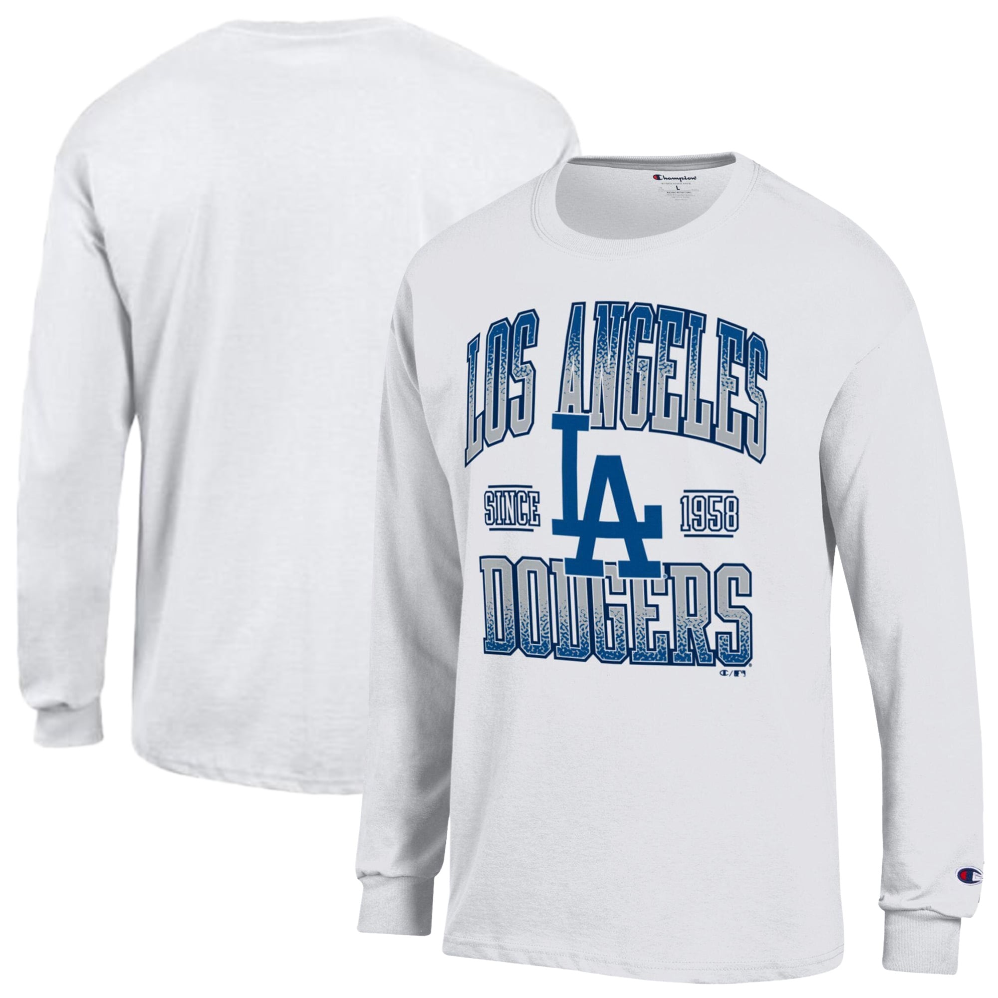 T-shirt à manches longues Champion blanc Los Angeles Dodgers pour homme