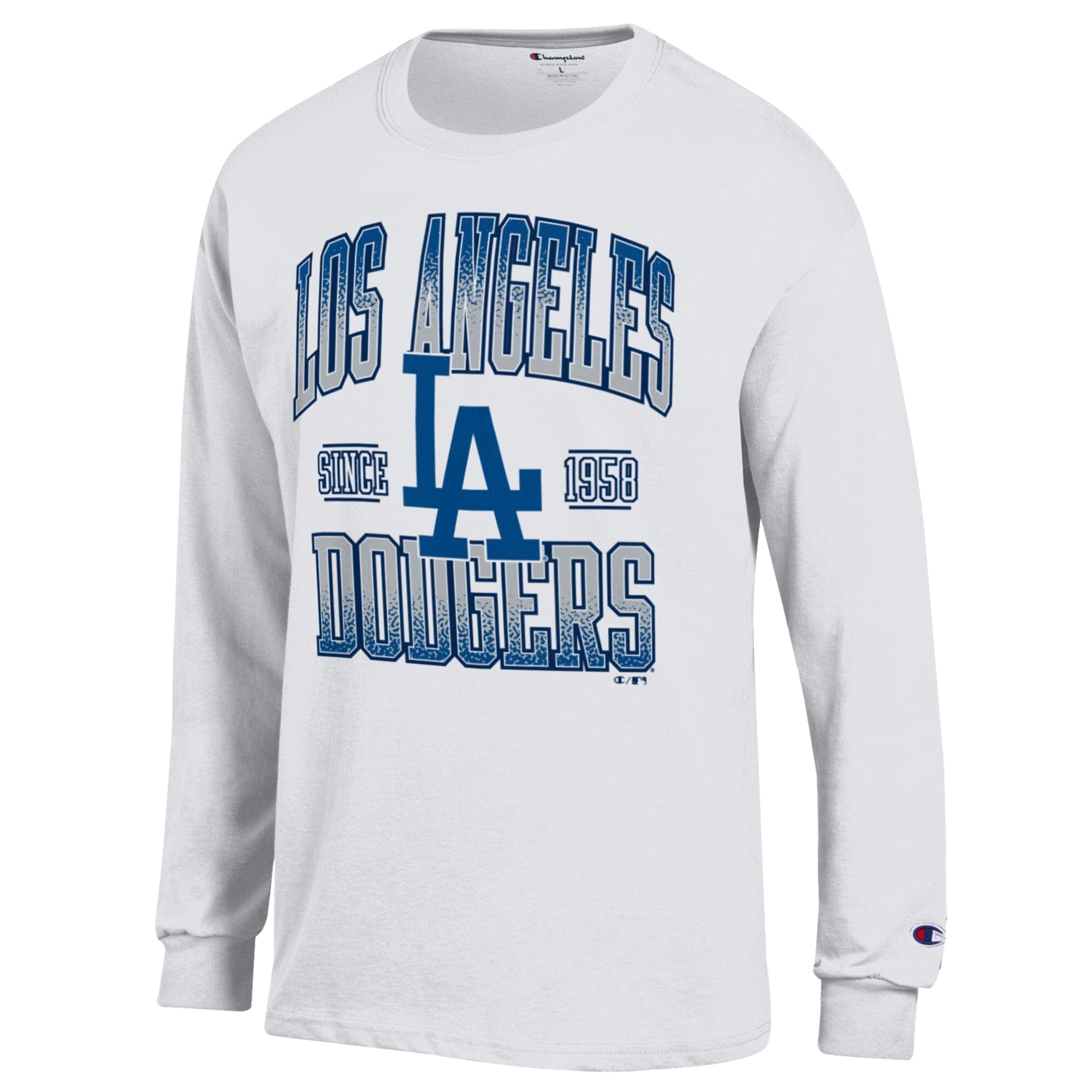 T-shirt à manches longues Champion blanc Los Angeles Dodgers pour homme