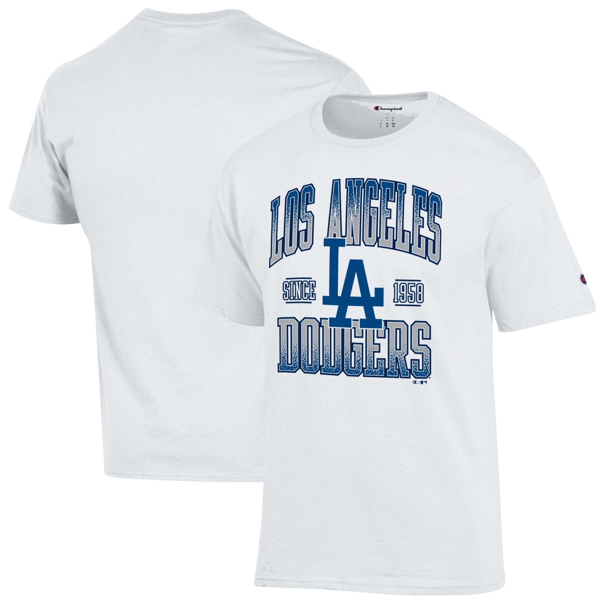 T-shirt blanc Champion pour homme avec le nom de l'équipe des Dodgers Los Angeles