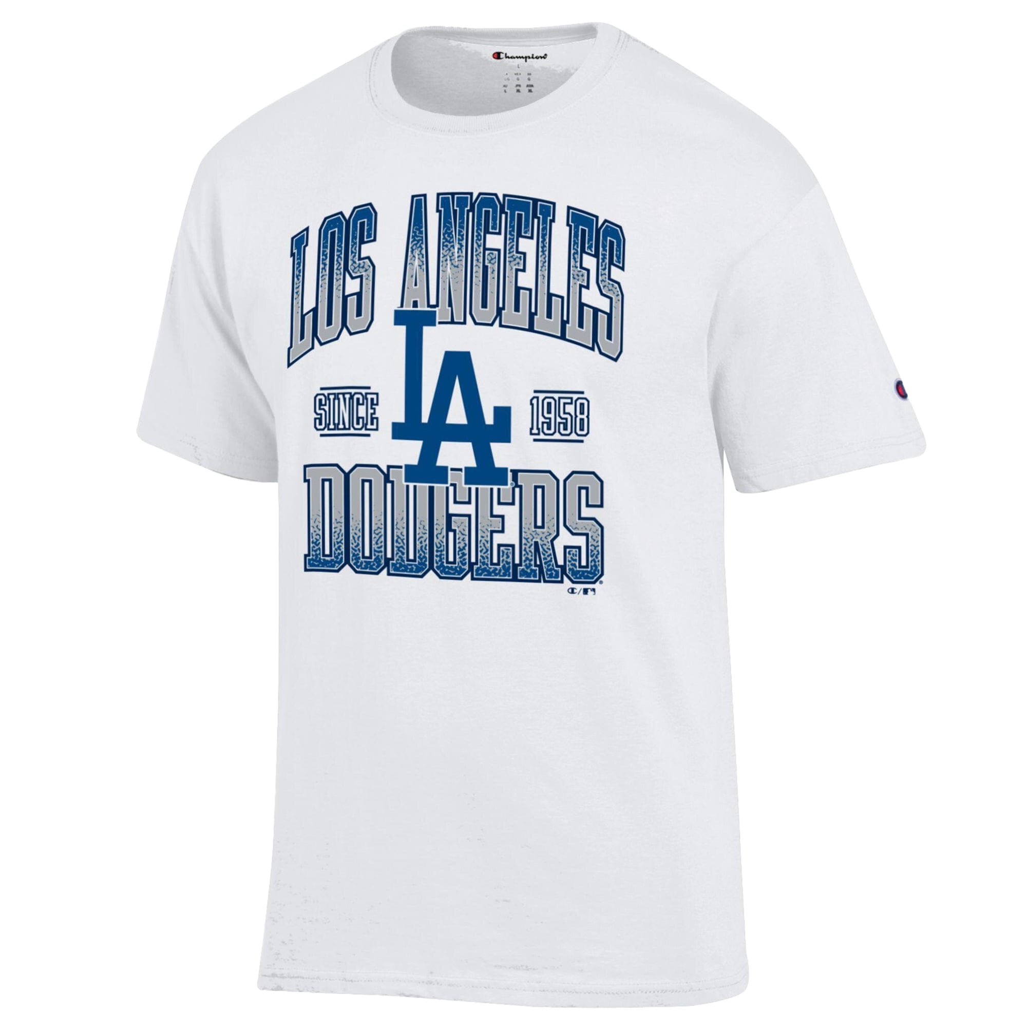 T-shirt blanc Champion pour homme avec le nom de l'équipe des Dodgers Los Angeles