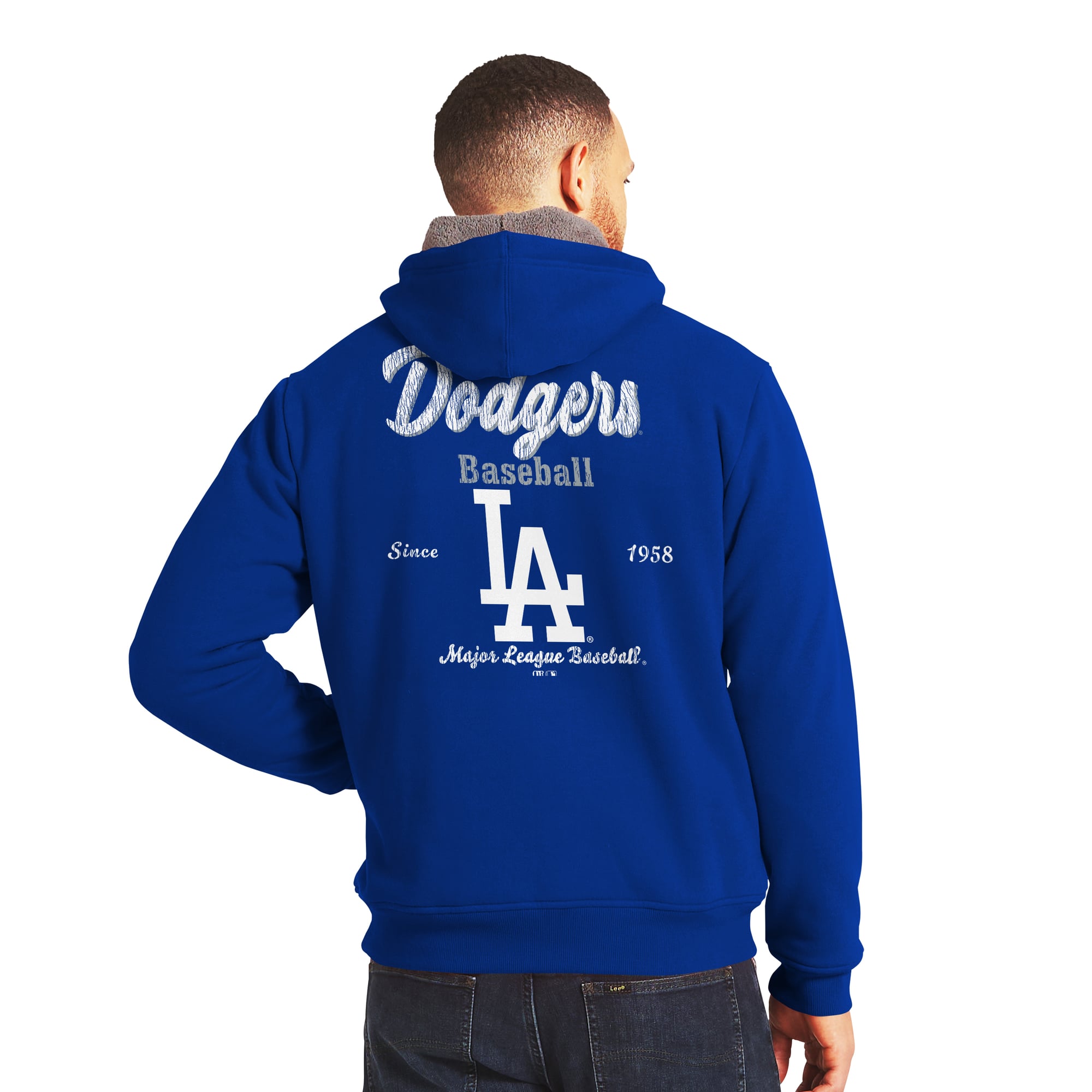 Sweat-shirt zippé intégral doublé sherpa, collection Darius Rucker pour homme par Fanatics, bleu royal/gris, Los Angeles Dodgers