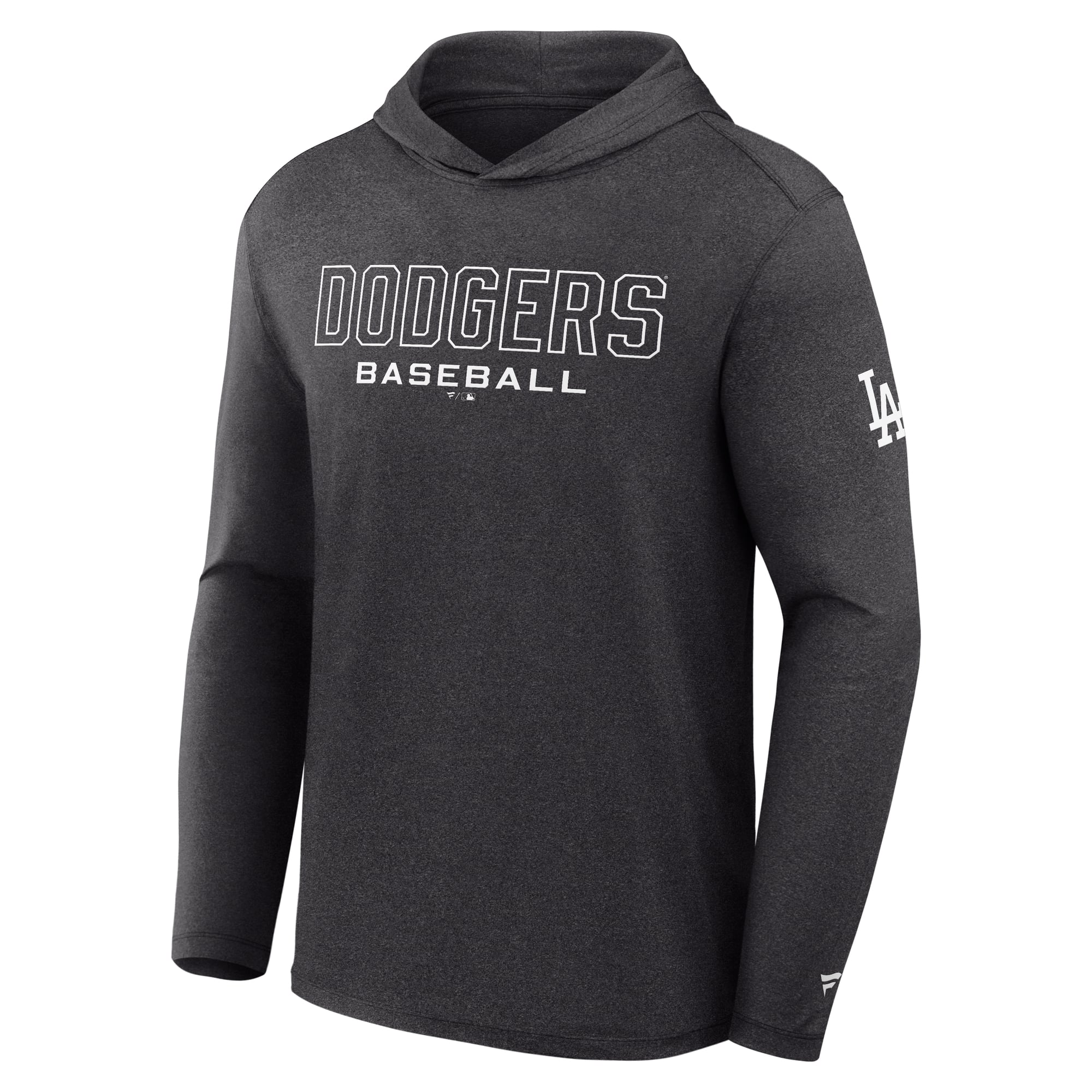 Men's Fanatics Charcoal Los Angeles Dodgers Clutch Long Sleeve Hooded T-Shirt