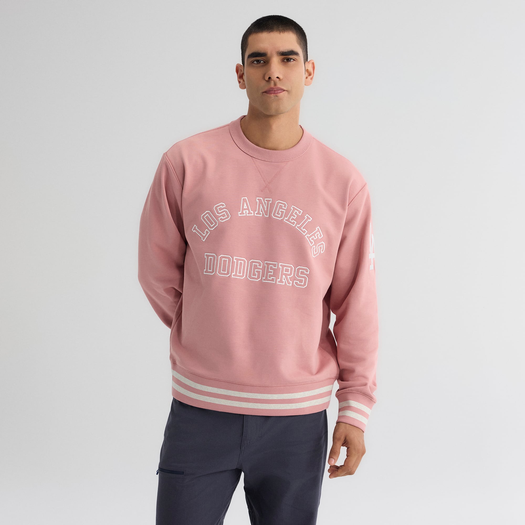 Sweat-shirt éponge emblématique Los Angeles Dodgers rose délavé pour homme de Fanatics