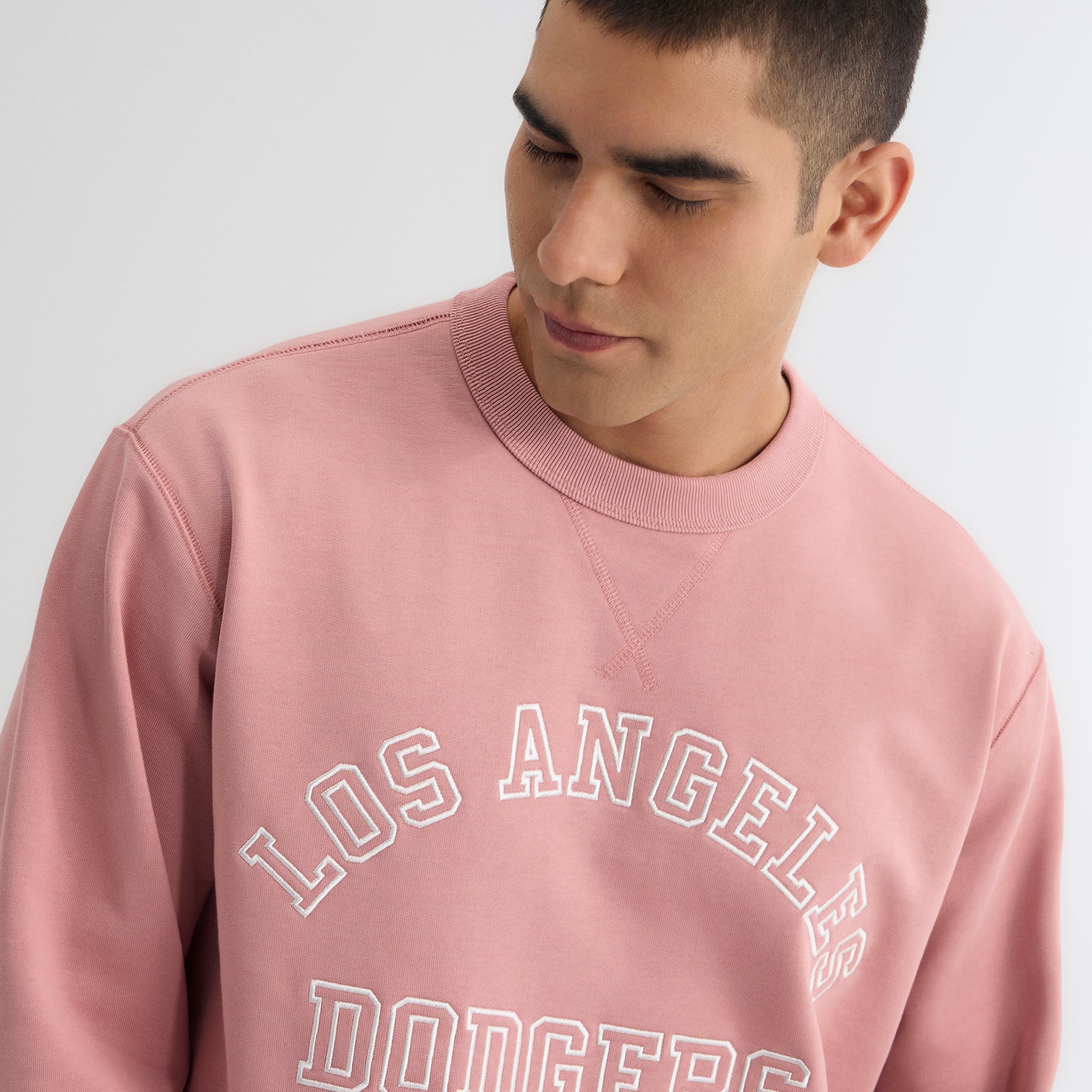 Sweat-shirt éponge emblématique Los Angeles Dodgers rose délavé pour homme de Fanatics