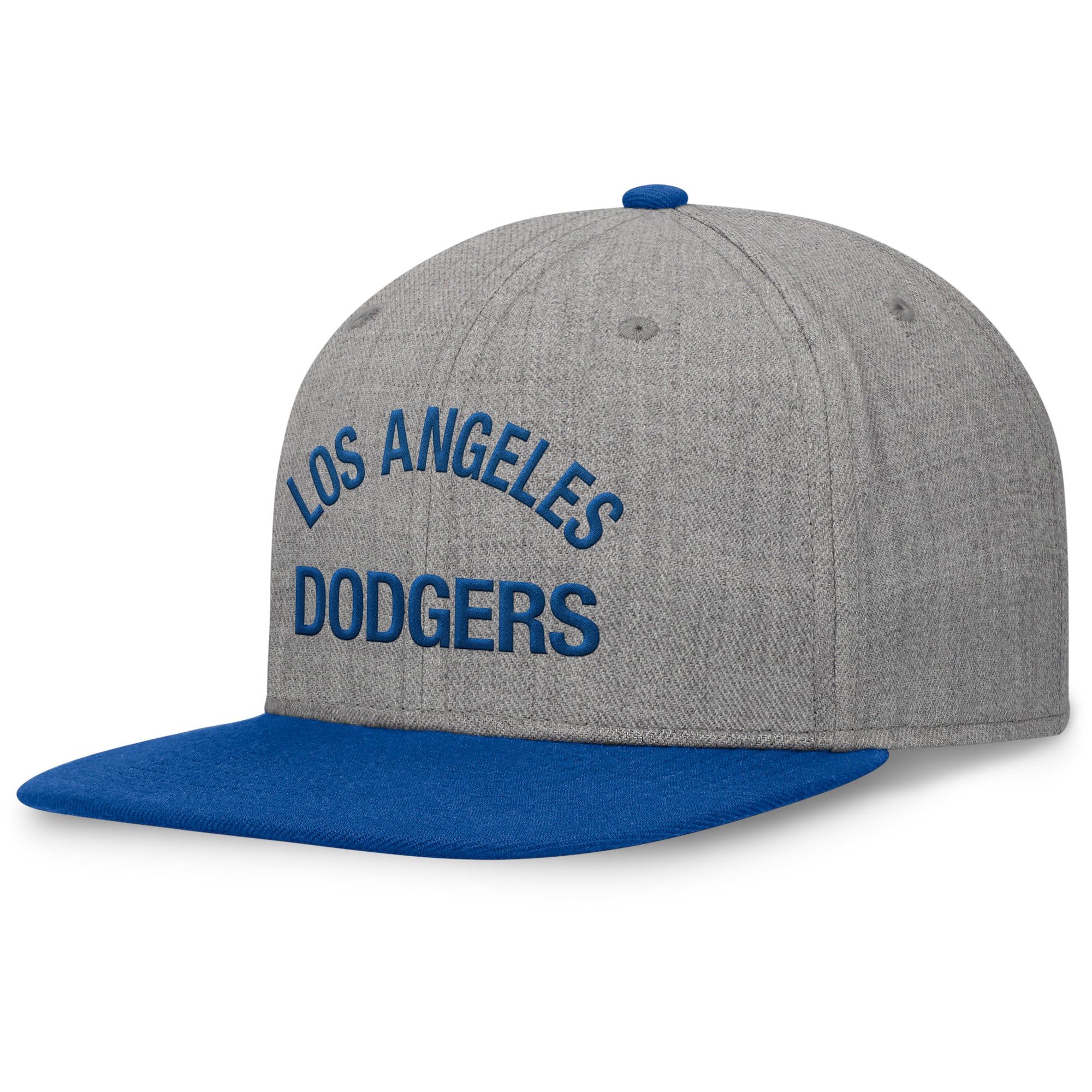 Casquette Fanatics Elements pour homme, gris chiné/bleu royal, Los Angeles Dodgers, visière plate et fermeture à pression