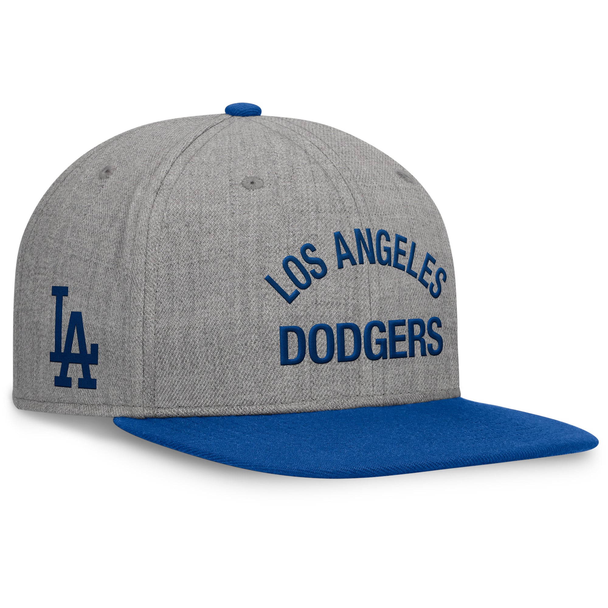 Casquette Fanatics Elements pour homme, gris chiné/bleu royal, Los Angeles Dodgers, visière plate et fermeture à pression