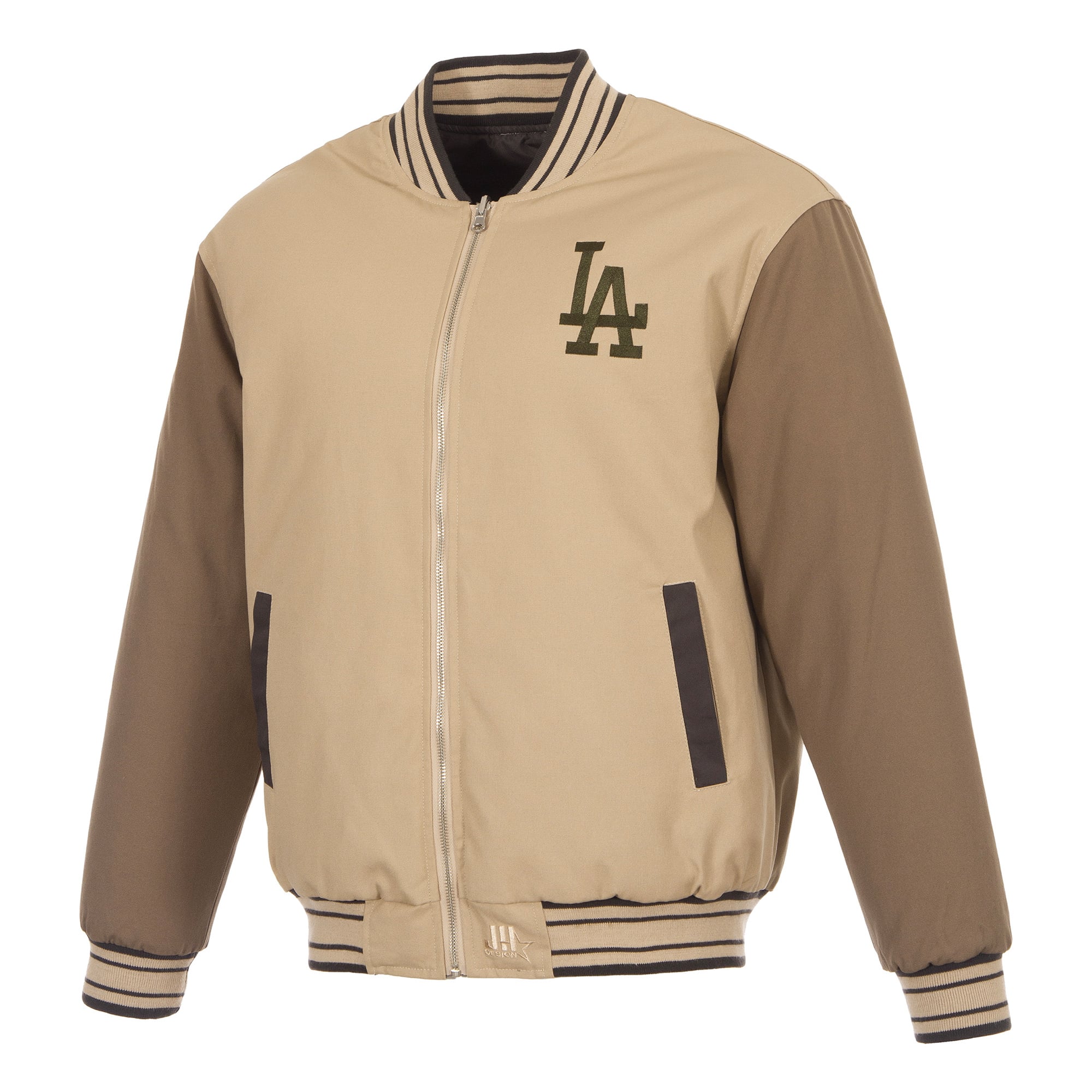 Veste réversible en toile à fermeture éclair intégrale JH Design beige/marron pour homme