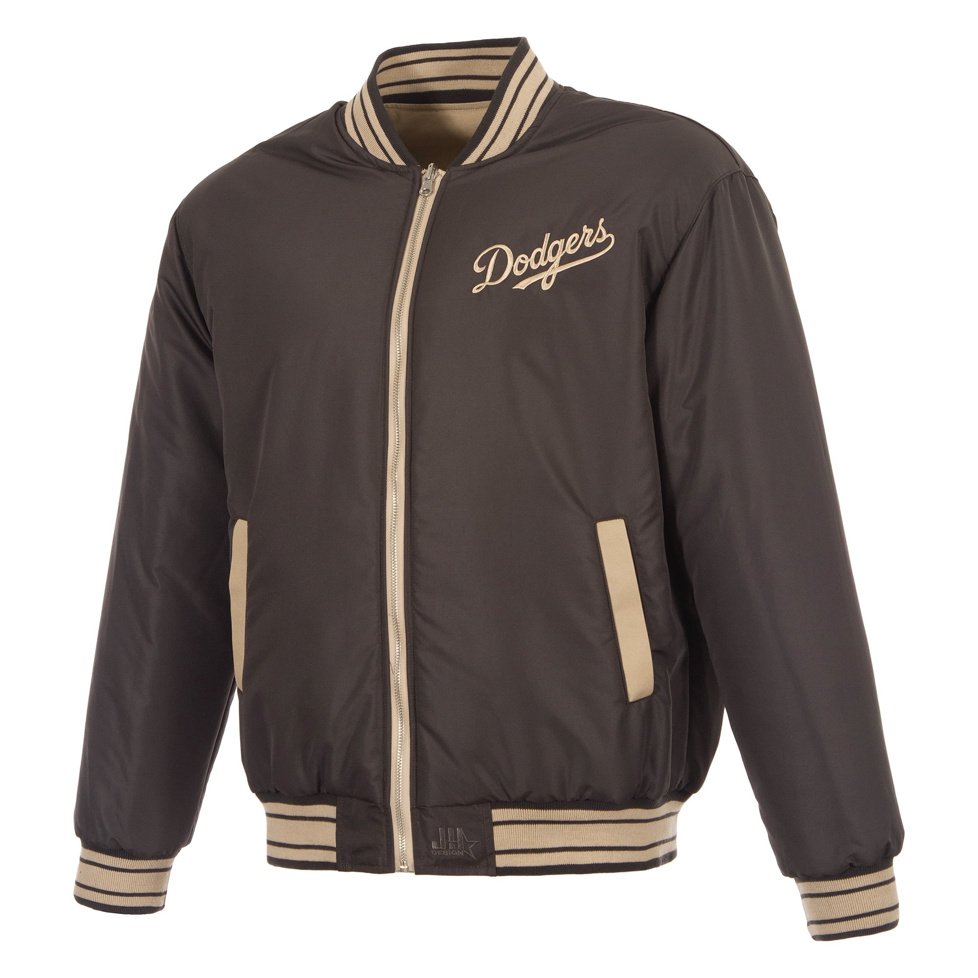 Veste réversible en toile à fermeture éclair intégrale JH Design beige/marron pour homme