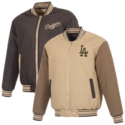 Los Angeles Dodgers JH Design Reversible Canvas Full-Zip Jacket - Tan/Brown
