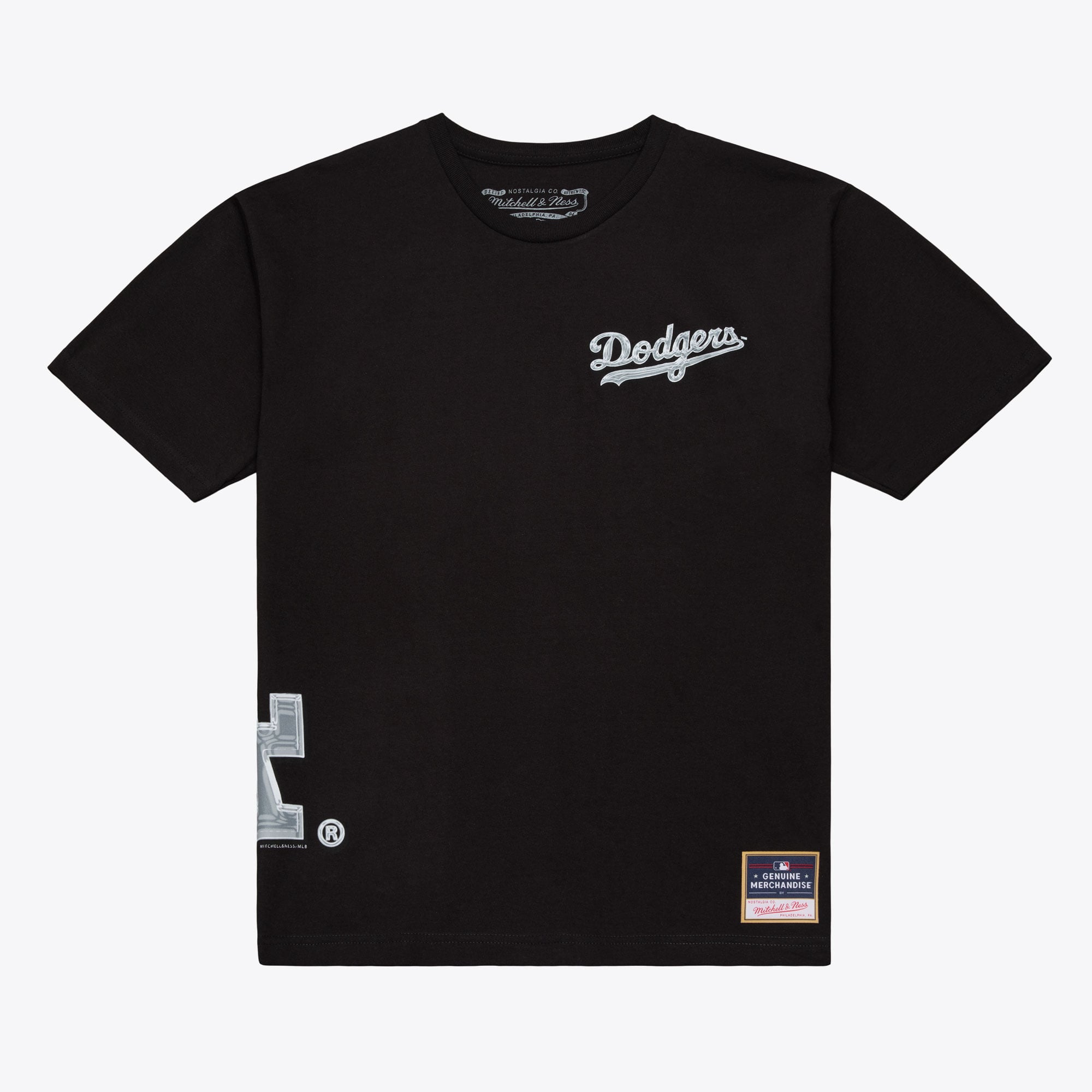 Men's Mitchell & Ness Black Los Angeles Dodgers Chrome Heritage T-Shirt