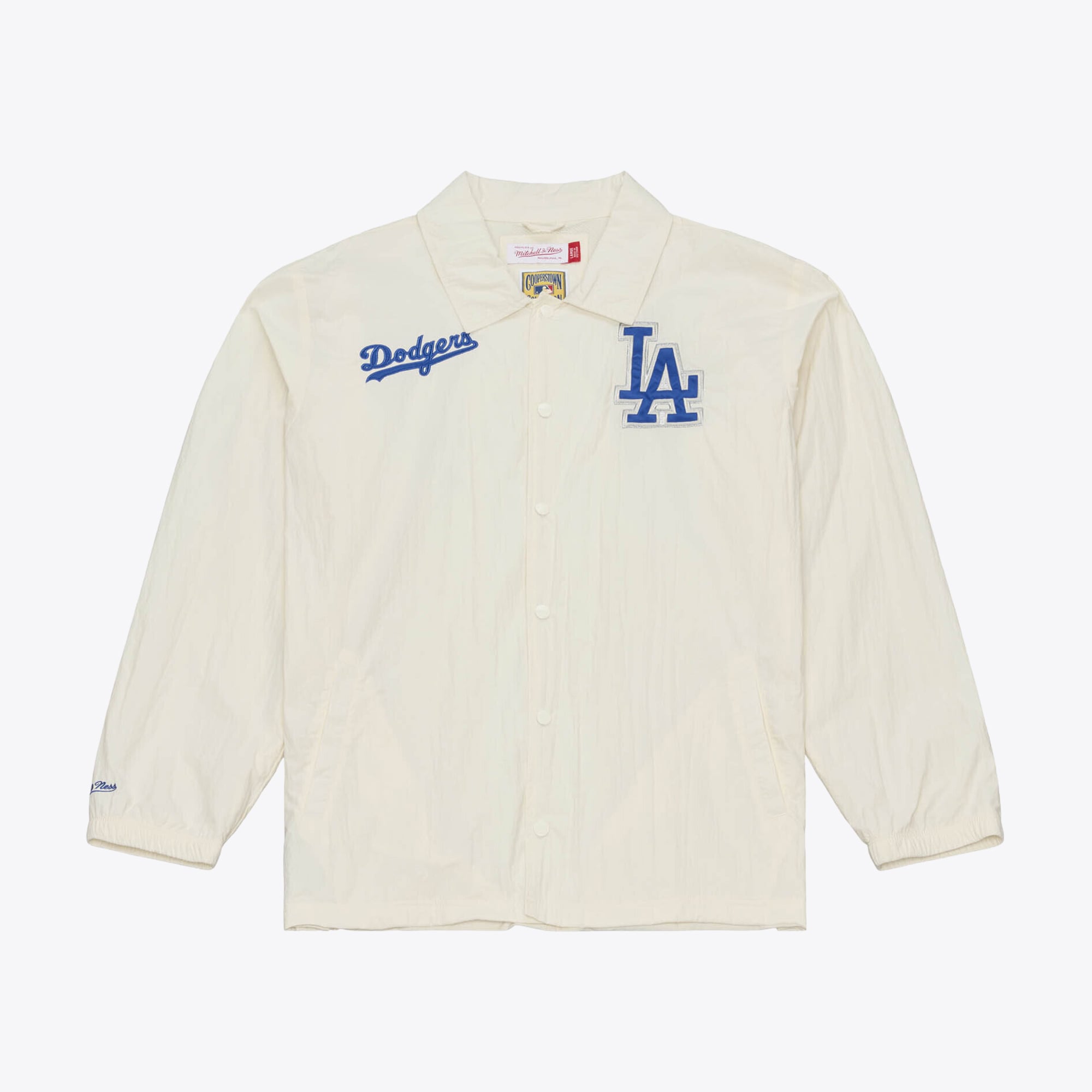 Men's Mitchell & Ness  Cream Los Angeles Dodgers Cooperstown Collection Retro Roots Coaches Jacket