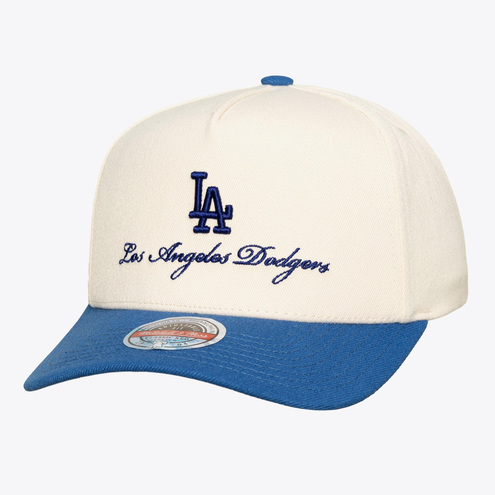 Men's Mitchell & Ness Cream/Royal Los Angeles Dodgers Flawless Stretch-Snapback Hat