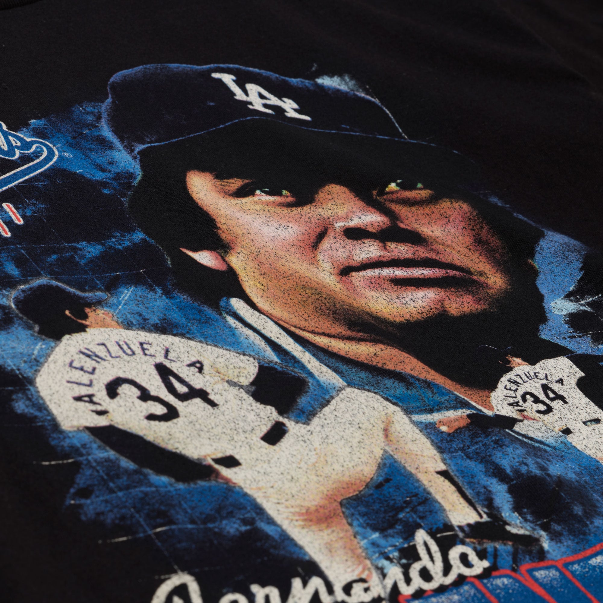 Men's Mitchell & Ness Fernando Valenzuela Black Los Angeles Dodgers Cooperstown Collection Big Tall Legendary Collage Player Graphic T-Shirt