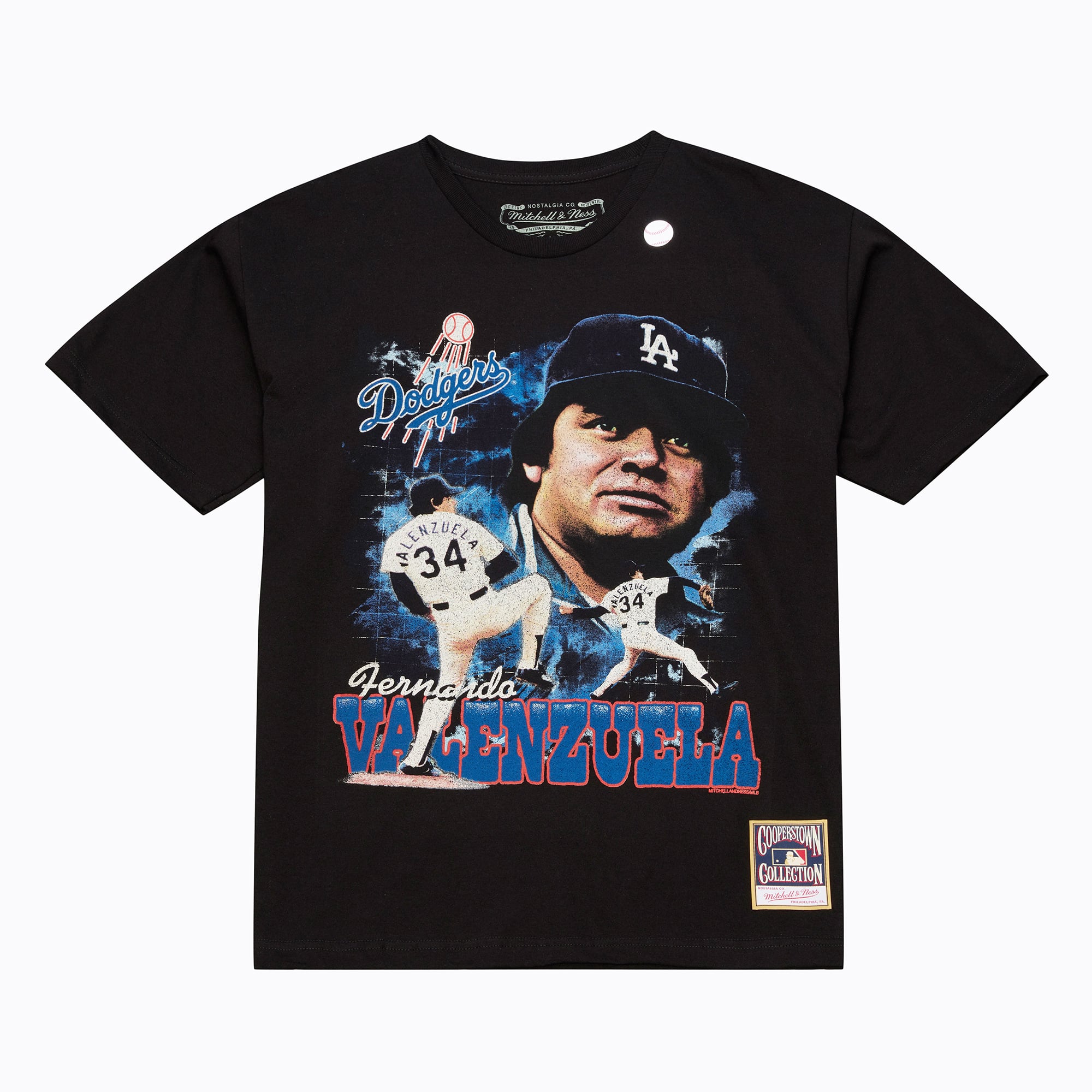 Men's Mitchell & Ness Fernando Valenzuela Black Los Angeles Dodgers Cooperstown Collection Big Tall Legendary Collage Player Graphic T-Shirt