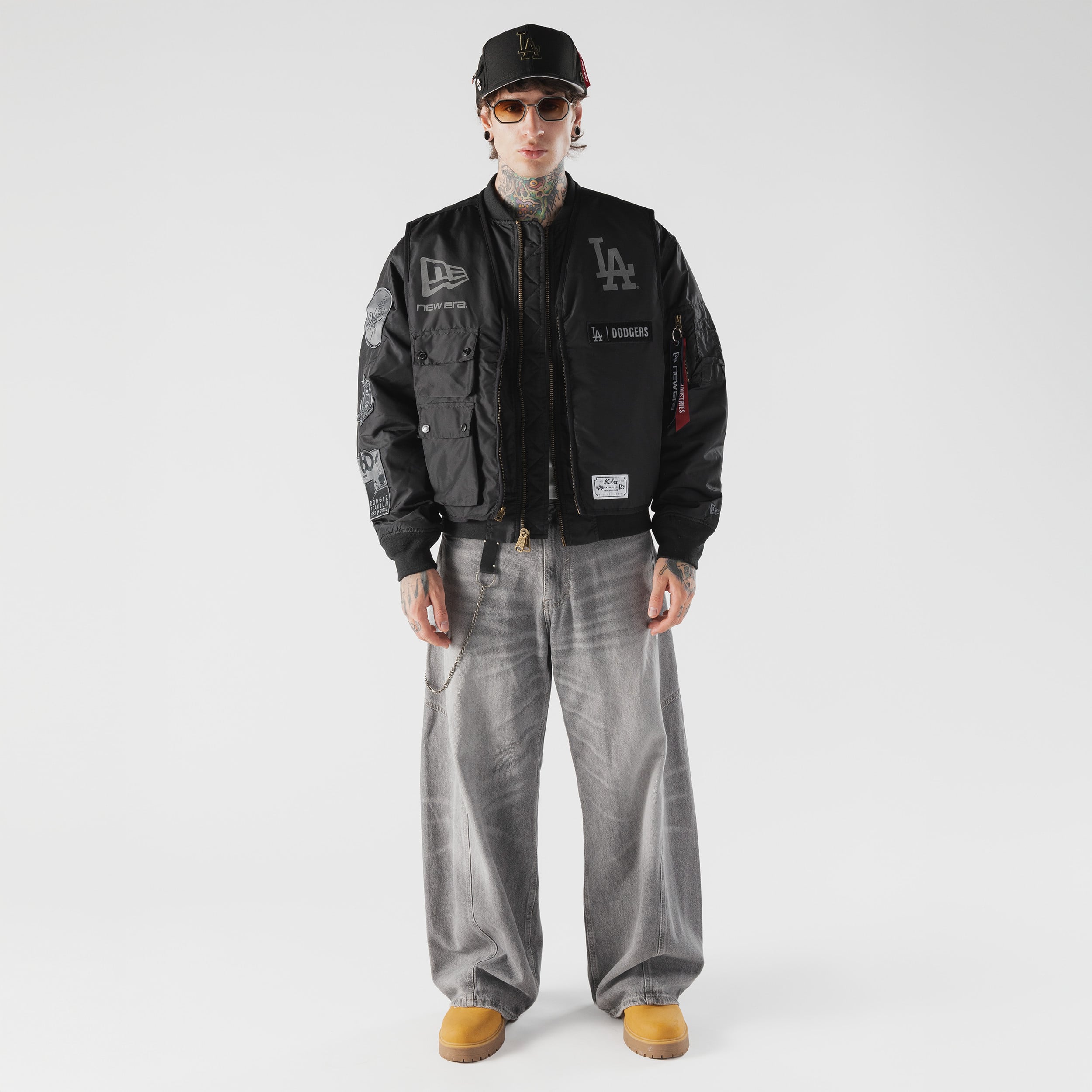 Veste bomber et gilet zippés 3 en 1 New Era noirs Los Angeles Dodgers pour homme