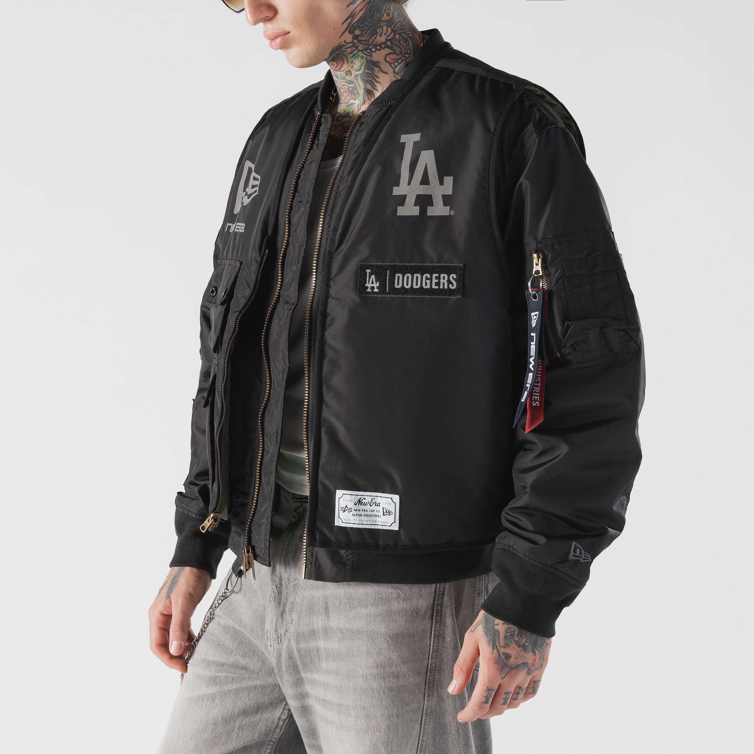 Veste bomber et gilet zippés 3 en 1 New Era noirs Los Angeles Dodgers pour homme