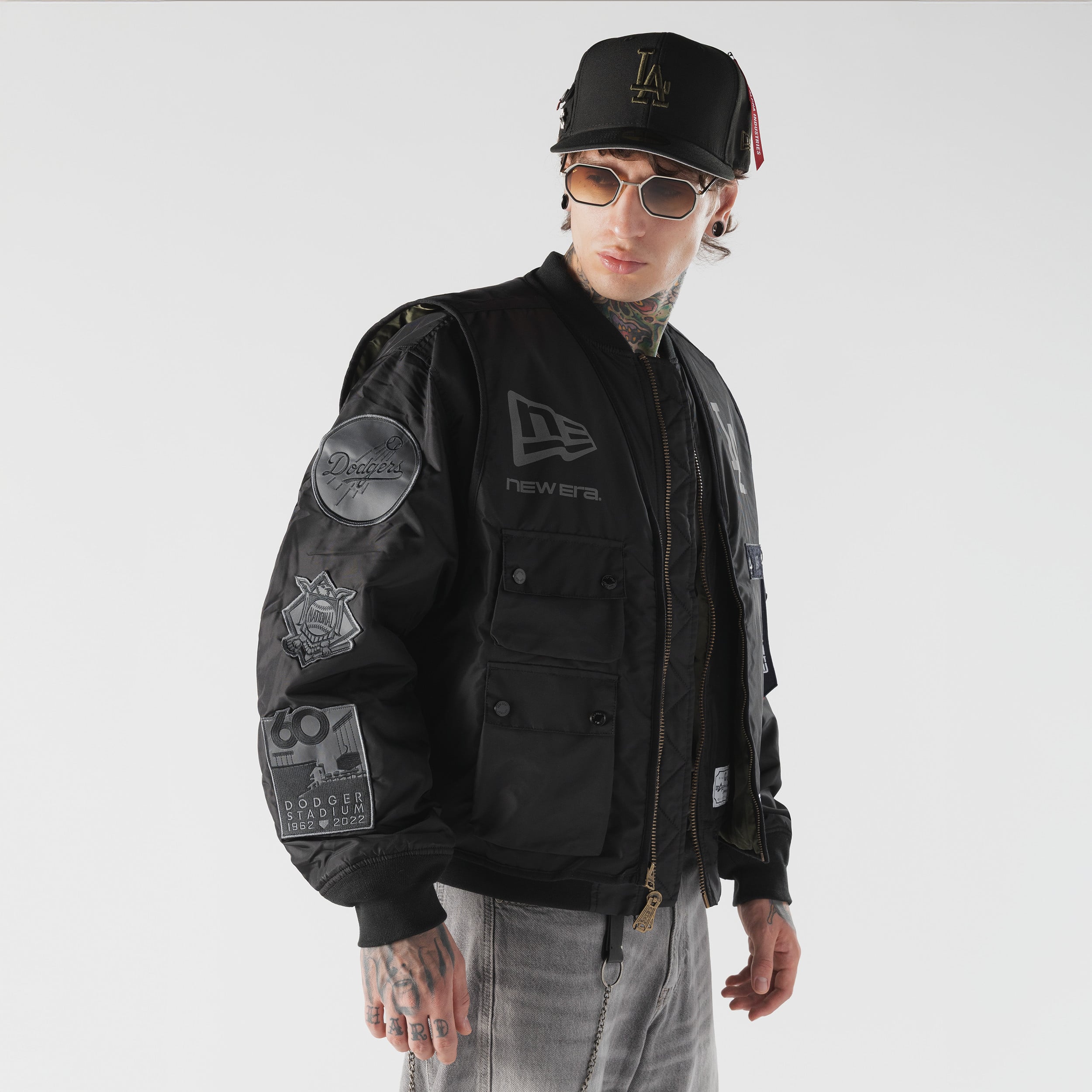 Veste bomber et gilet zippés 3 en 1 New Era noirs Los Angeles Dodgers pour homme