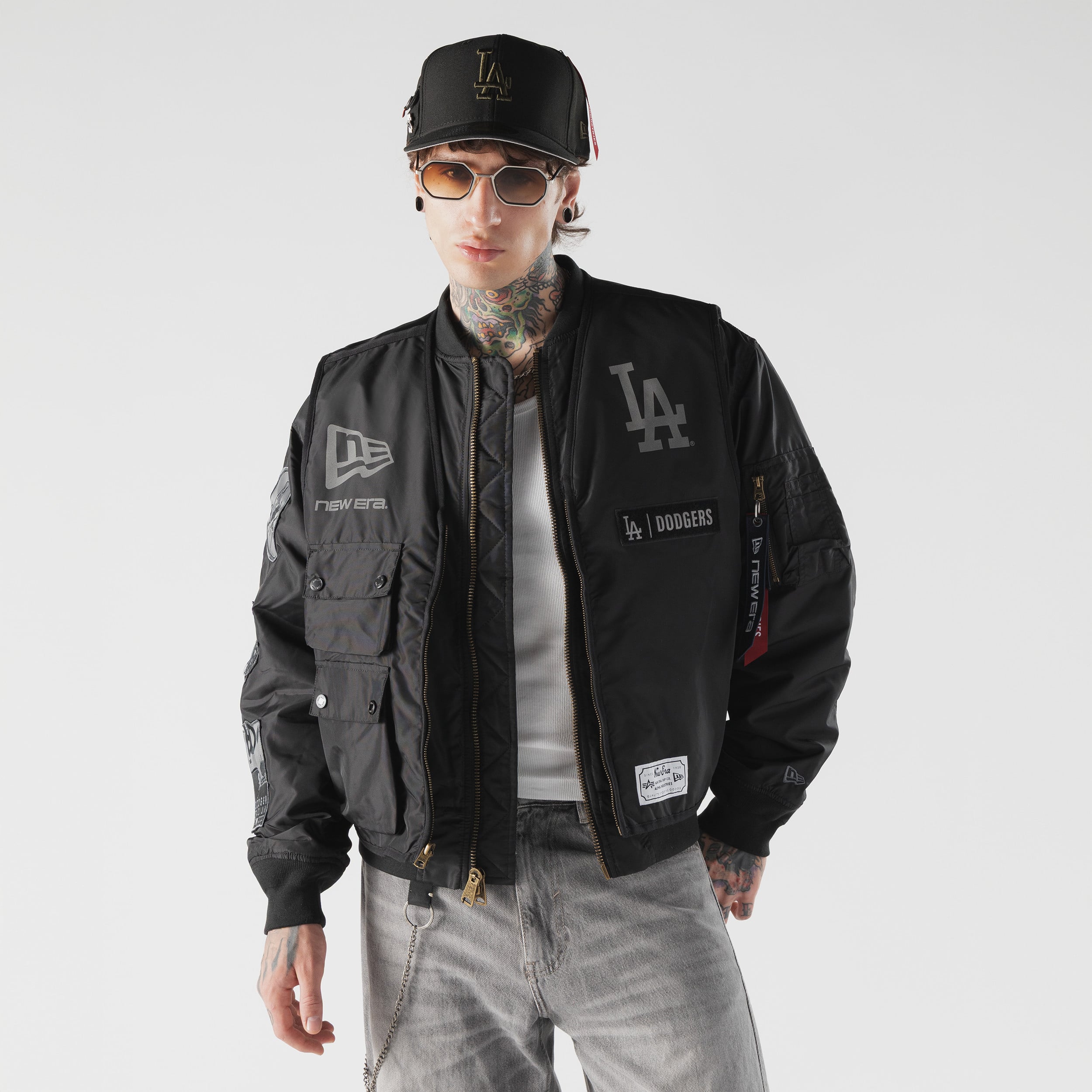 Veste bomber et gilet zippés 3 en 1 New Era noirs Los Angeles Dodgers pour homme