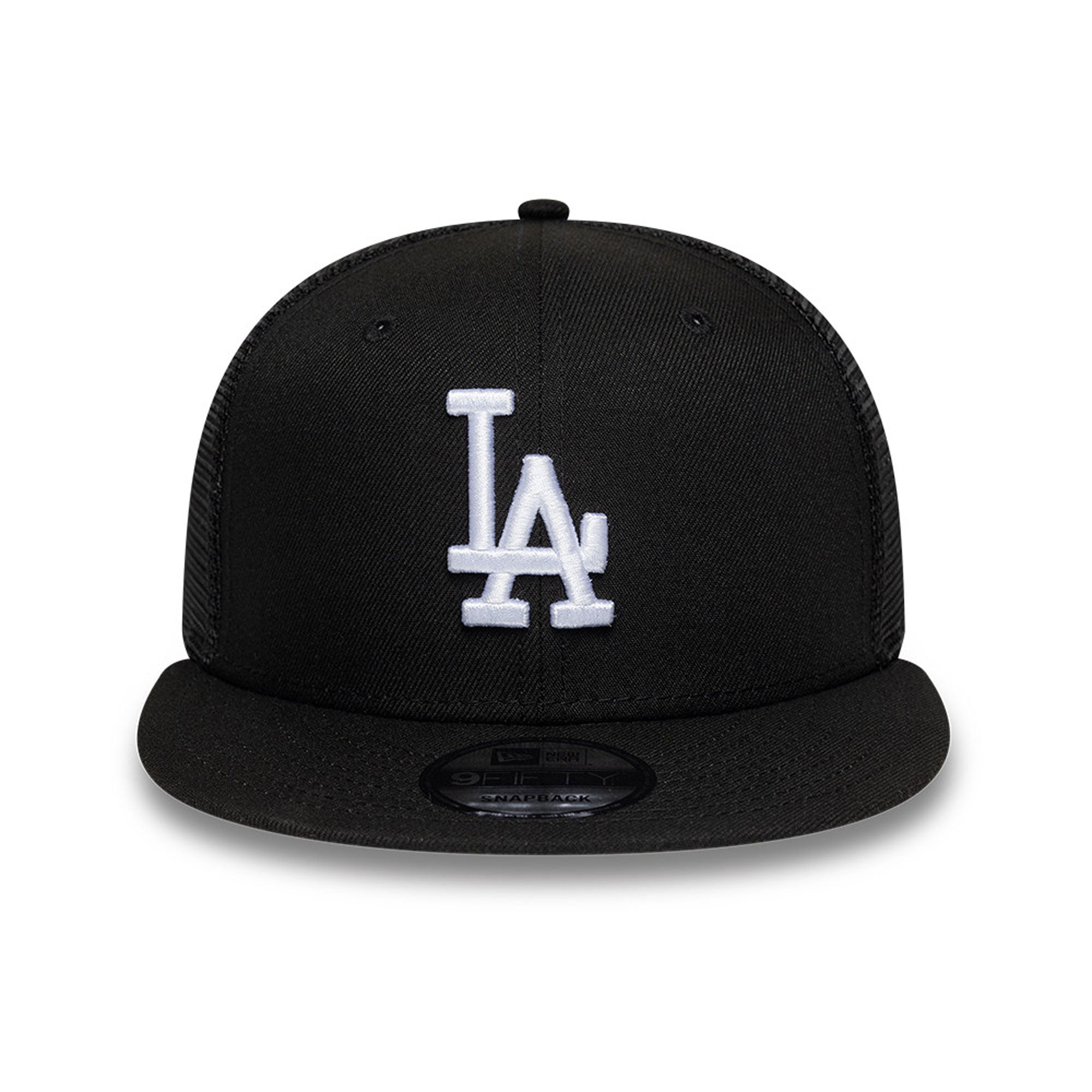 Casquette trucker ajustable New Era 9FIFTY noire Los Angeles Dodgers pour homme