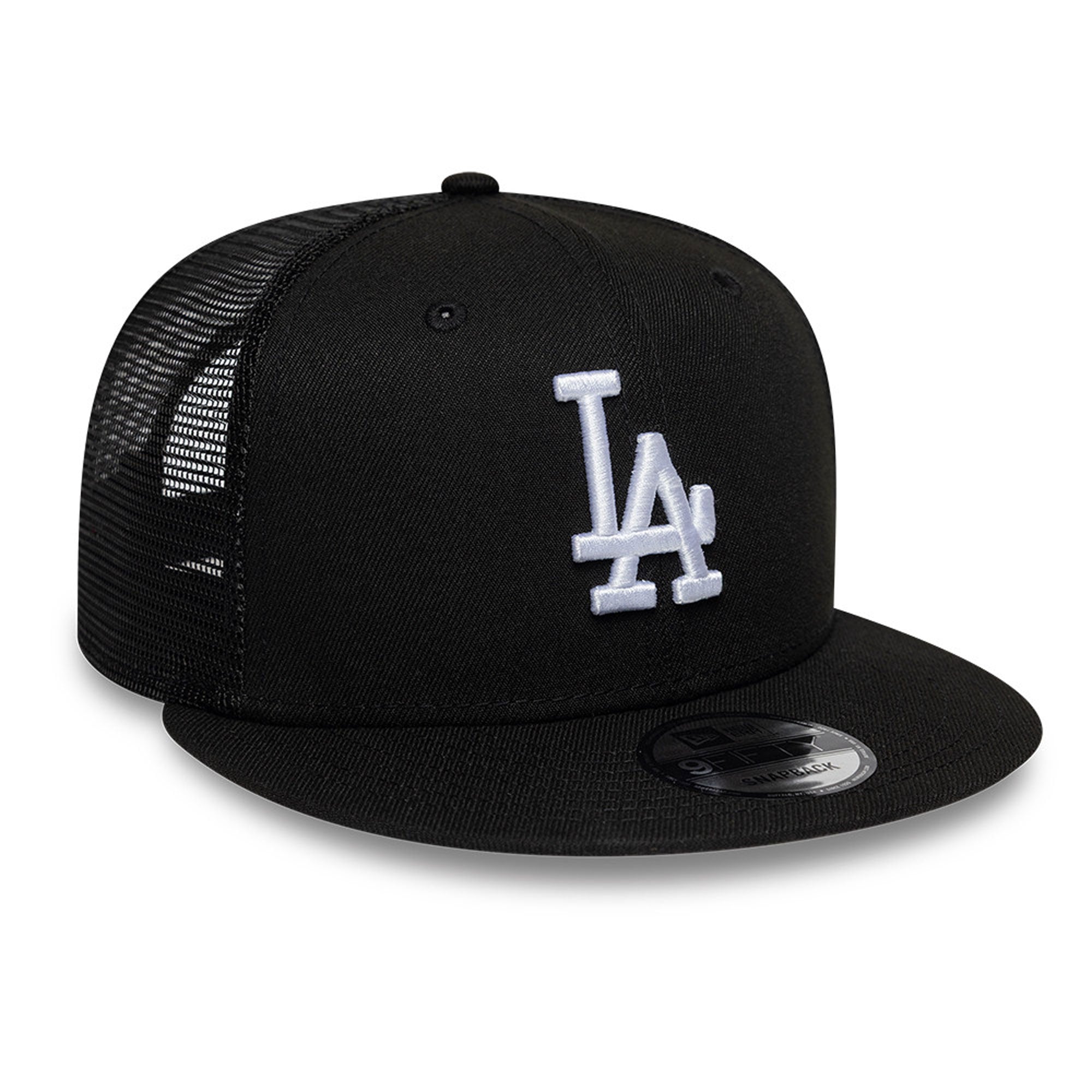Casquette trucker ajustable New Era 9FIFTY noire Los Angeles Dodgers pour homme
