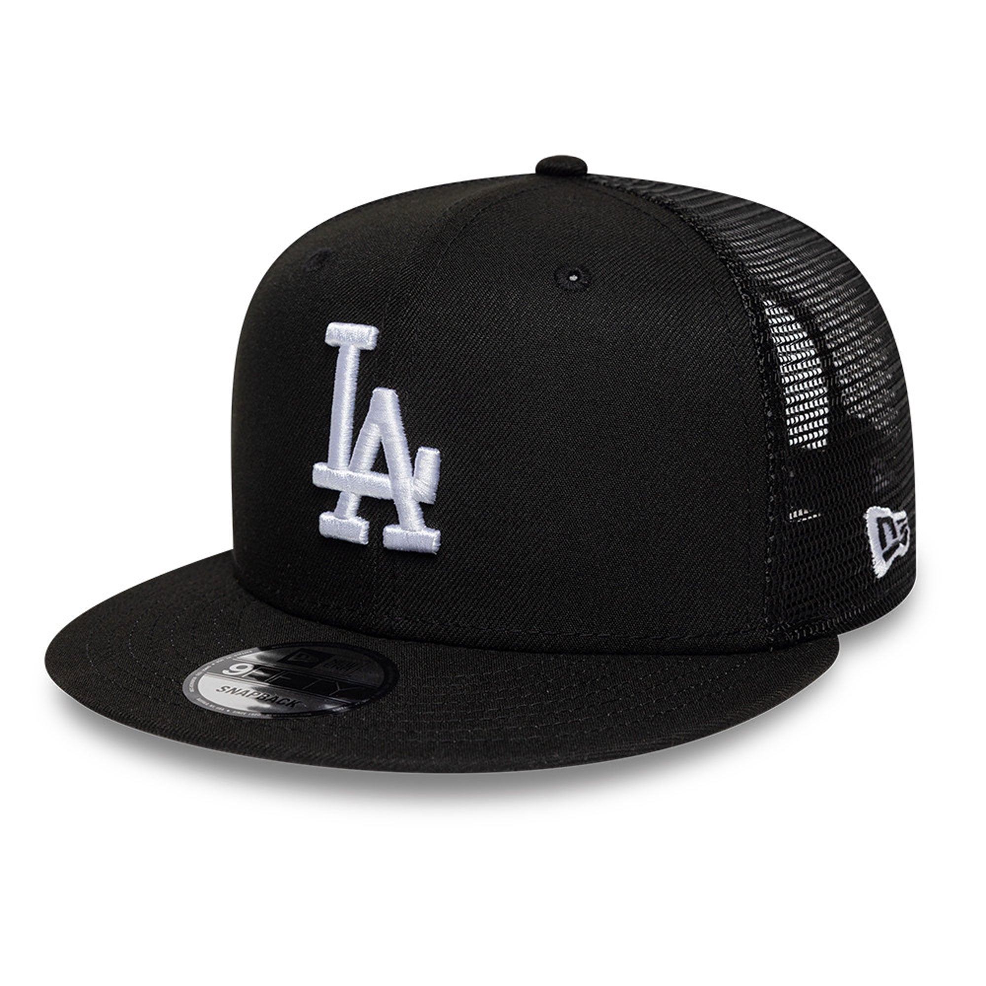 Casquette trucker ajustable New Era 9FIFTY noire Los Angeles Dodgers pour homme