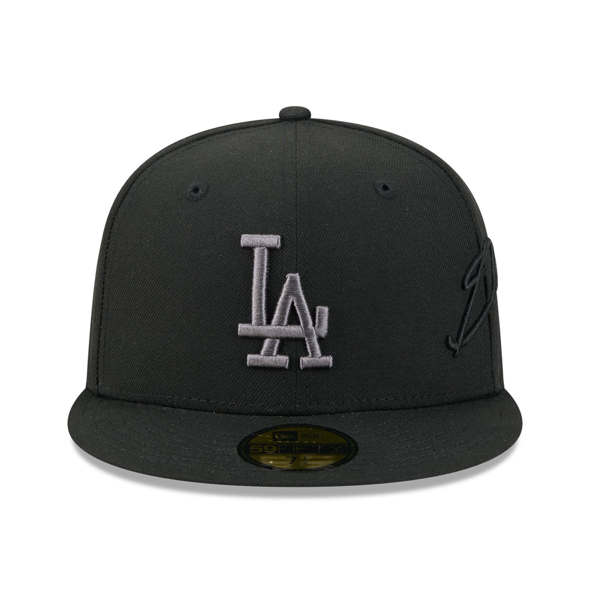 Men's New Era Black Los Angeles Dodgers Side Script 59FIFTY Fitted Hat