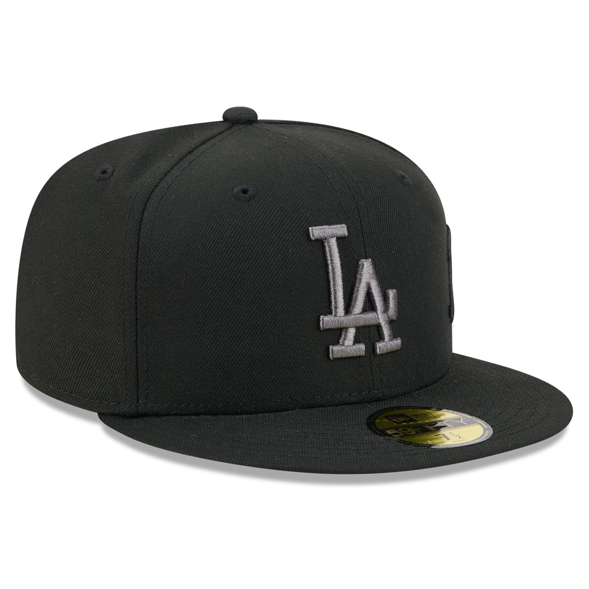 Men's New Era Black Los Angeles Dodgers Side Script 59FIFTY Fitted Hat