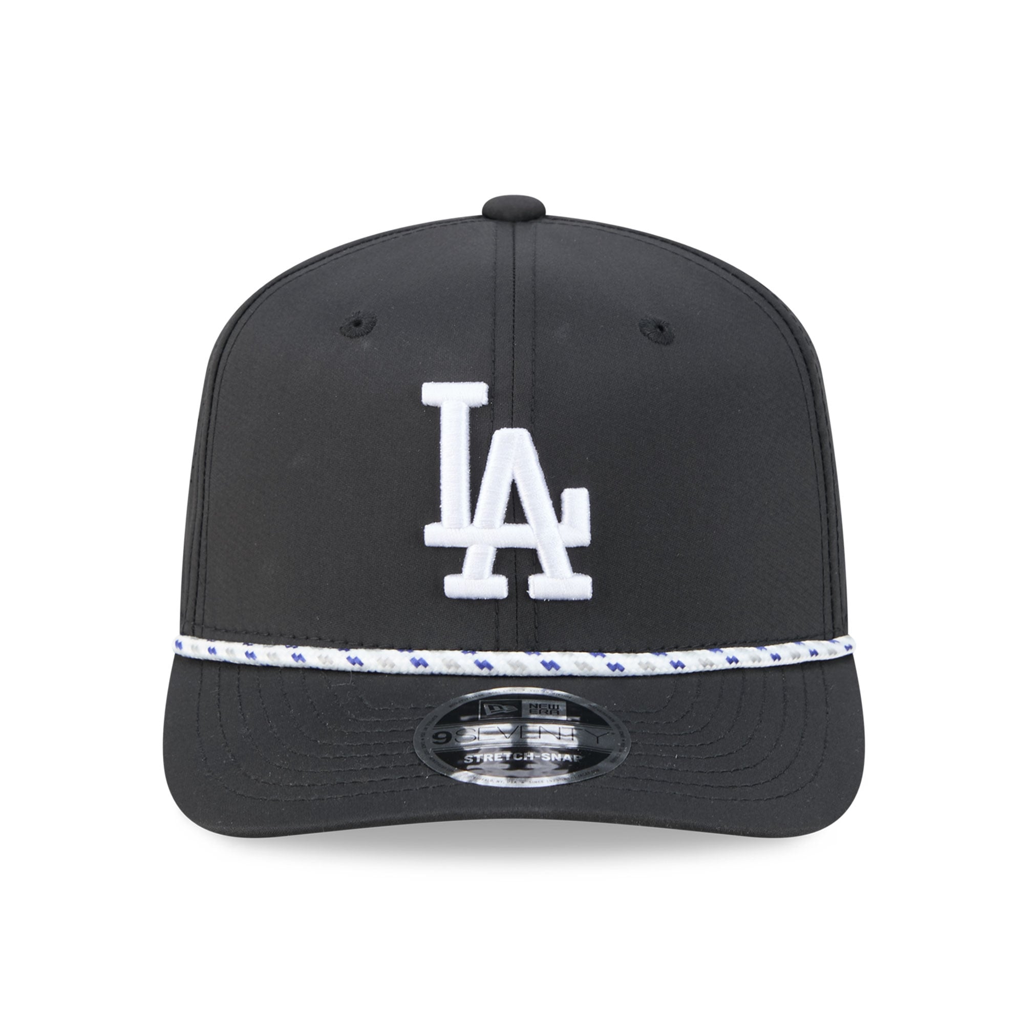 Casquette New Era noire Los Angeles Dodgers pour homme, modèle 9SEVENTY à cordon ajustable.