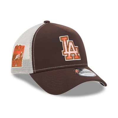 Los Angeles Dodgers New Era Pumpkin Spice 9FORTY A-Frame Adjustable Trucker Hat - Brown