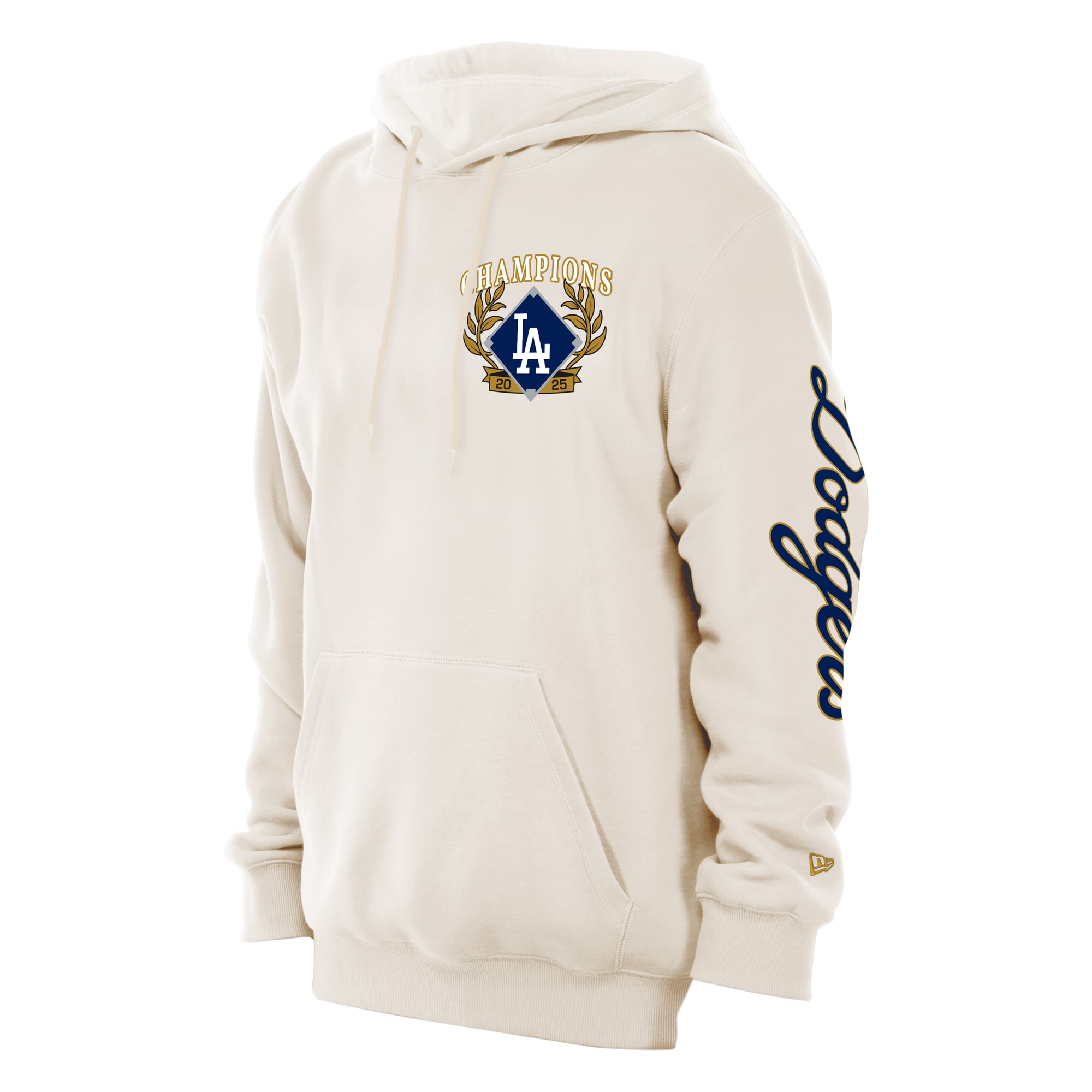 Men's New Era Cream Los Angeles Dodgers 2026 Gold Collection Logo Hoodie