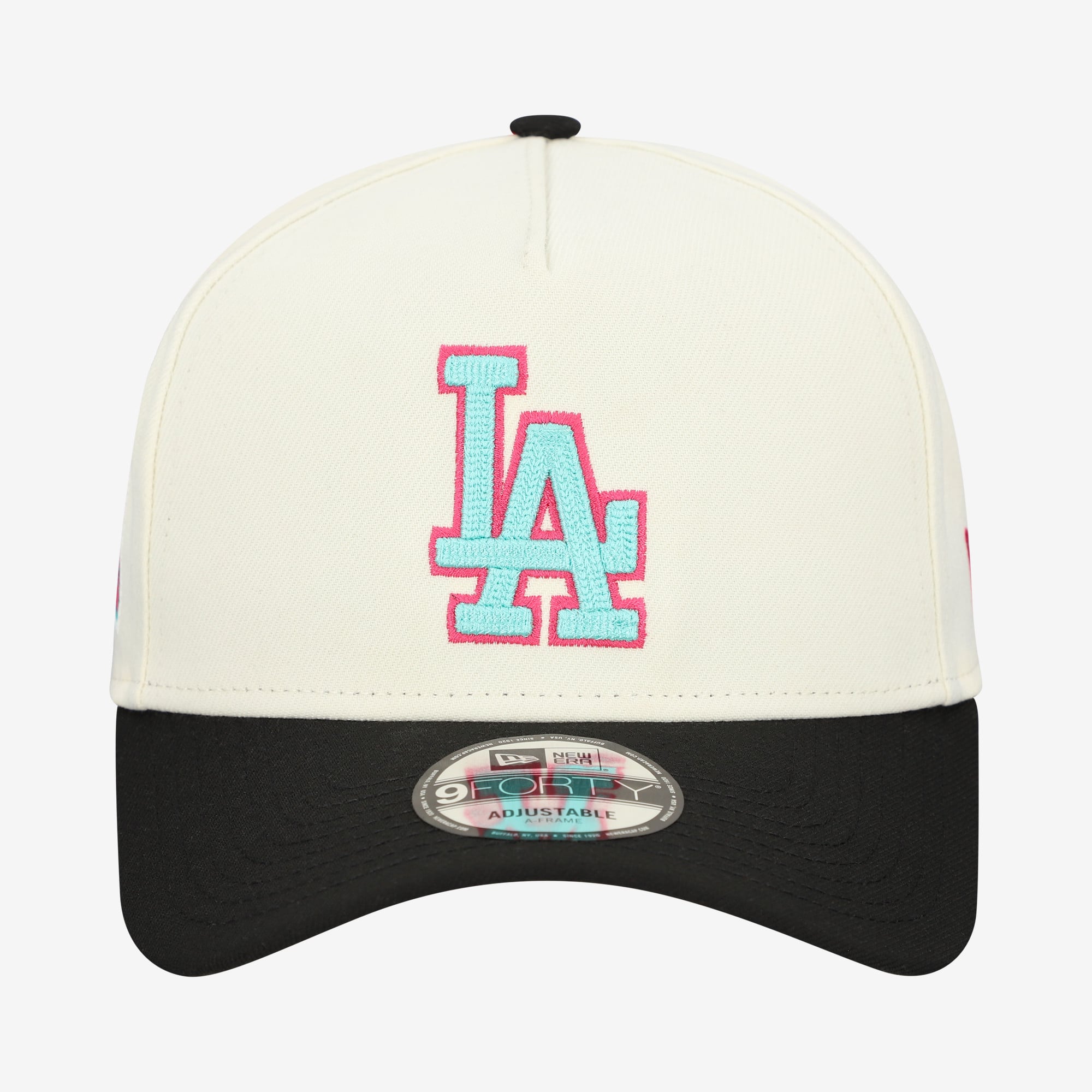 Men's New Era Cream Los Angeles Dodgers Stadium Chrome 9FORTY A-Frame Adjustable Hat
