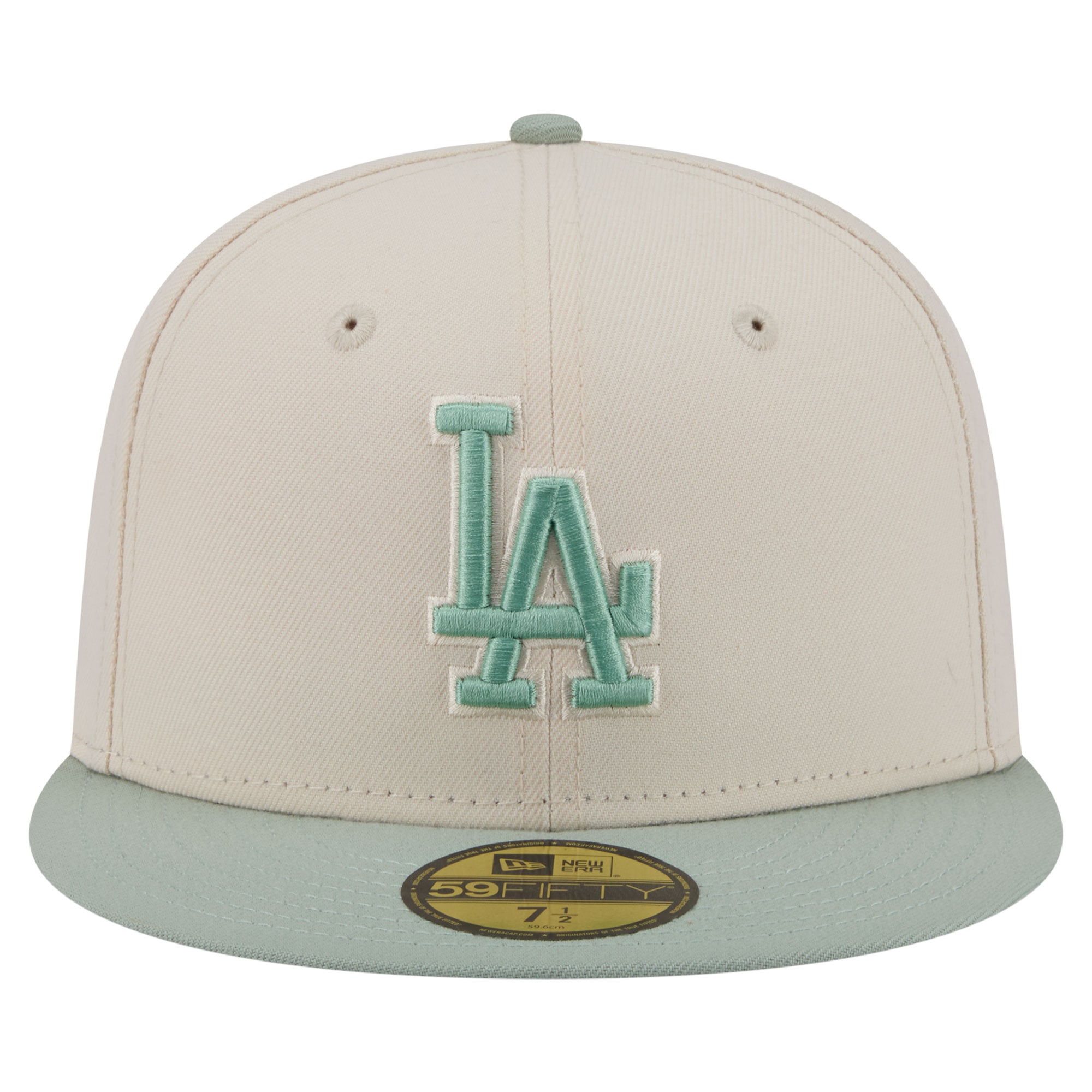 Casquette ajustée New Era 59FIFTY crème/verte Los Angeles Dodgers pour homme