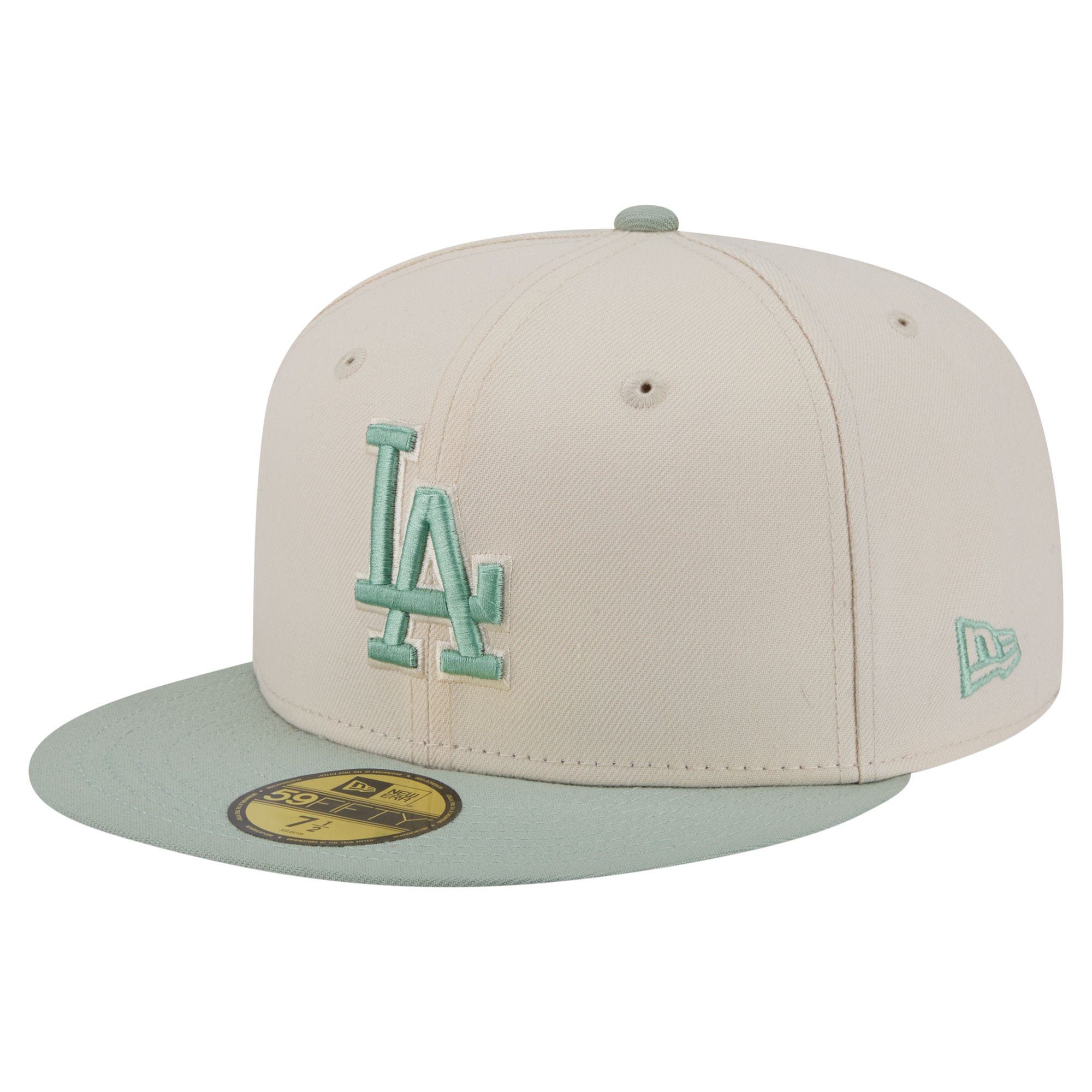 Casquette ajustée New Era 59FIFTY crème/verte Los Angeles Dodgers pour homme
