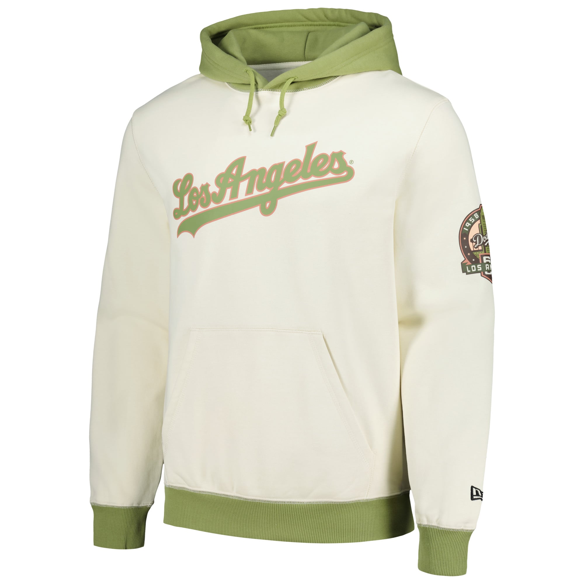 Sweat à capuche Color Pop New Era pour hommes, crème/vert, Los Angeles Dodgers