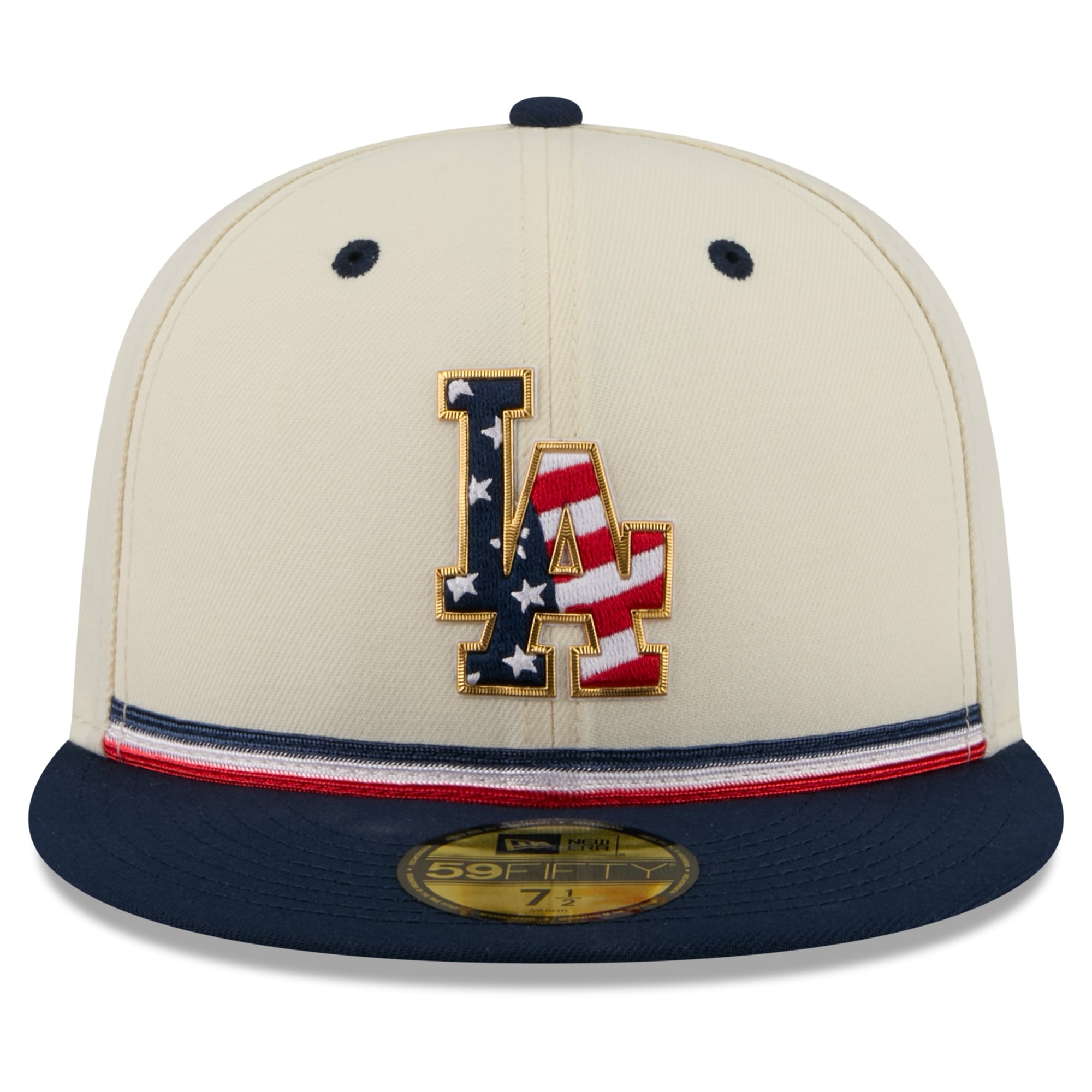 Men's New Era Cream/Navy Los Angeles Dodgers USA 250 Fourth of July 59FIFTY Fitted Hat