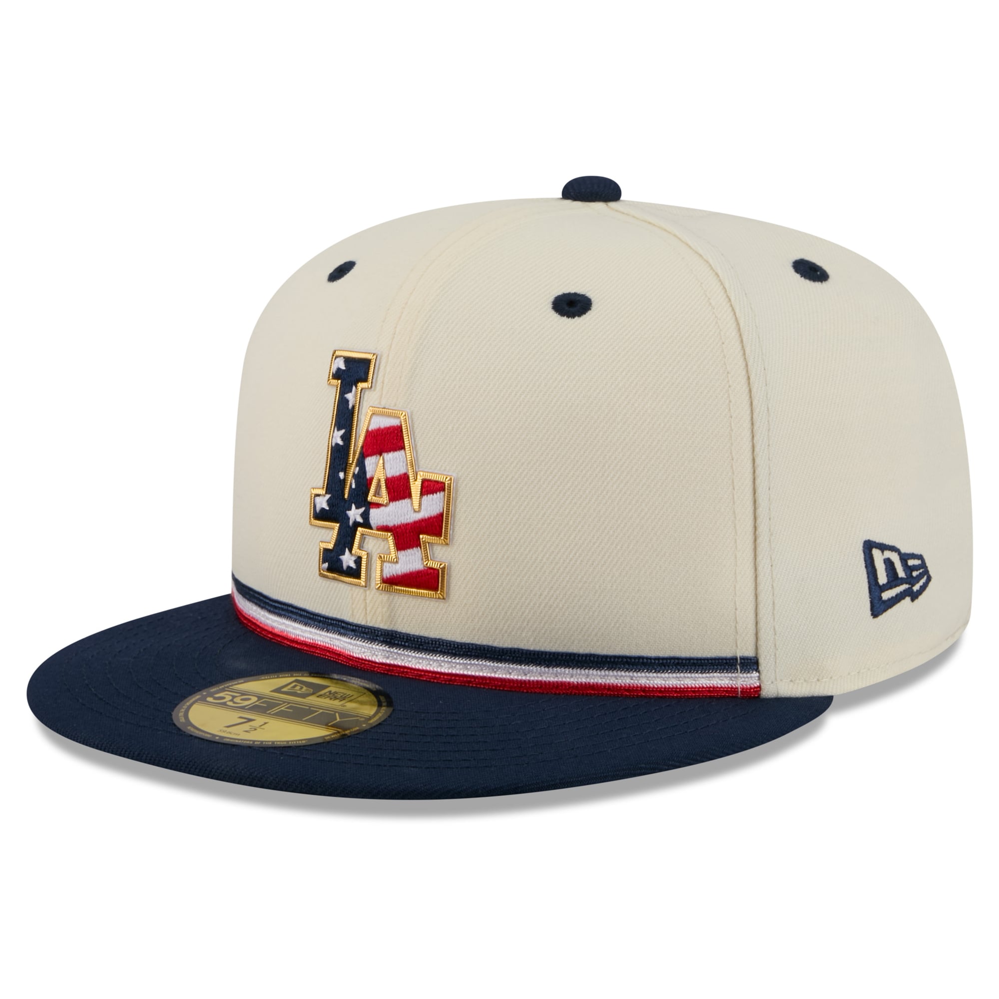 Men's New Era Cream/Navy Los Angeles Dodgers USA 250 Fourth of July 59FIFTY Fitted Hat