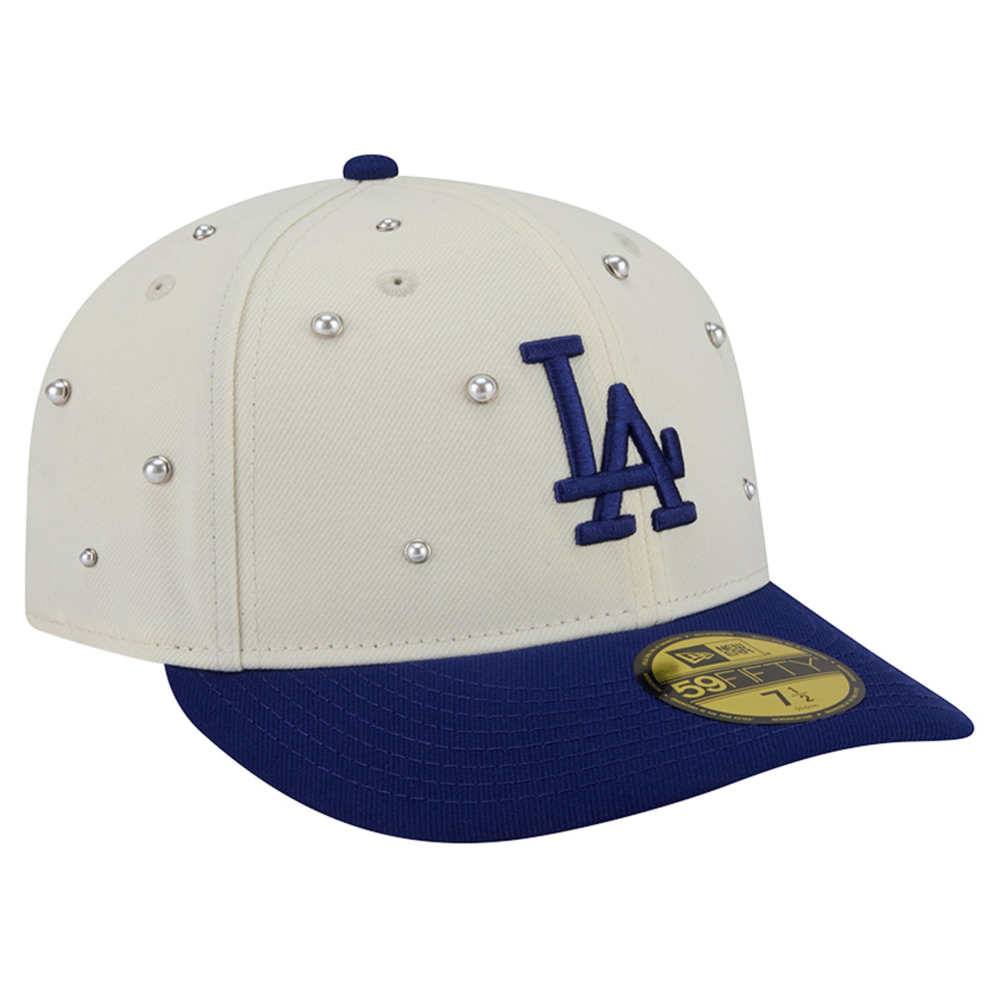 Men's New Era Cream/Royal Los Angeles Dodgers Pearl Stud 59FIFTY Fitted Hat