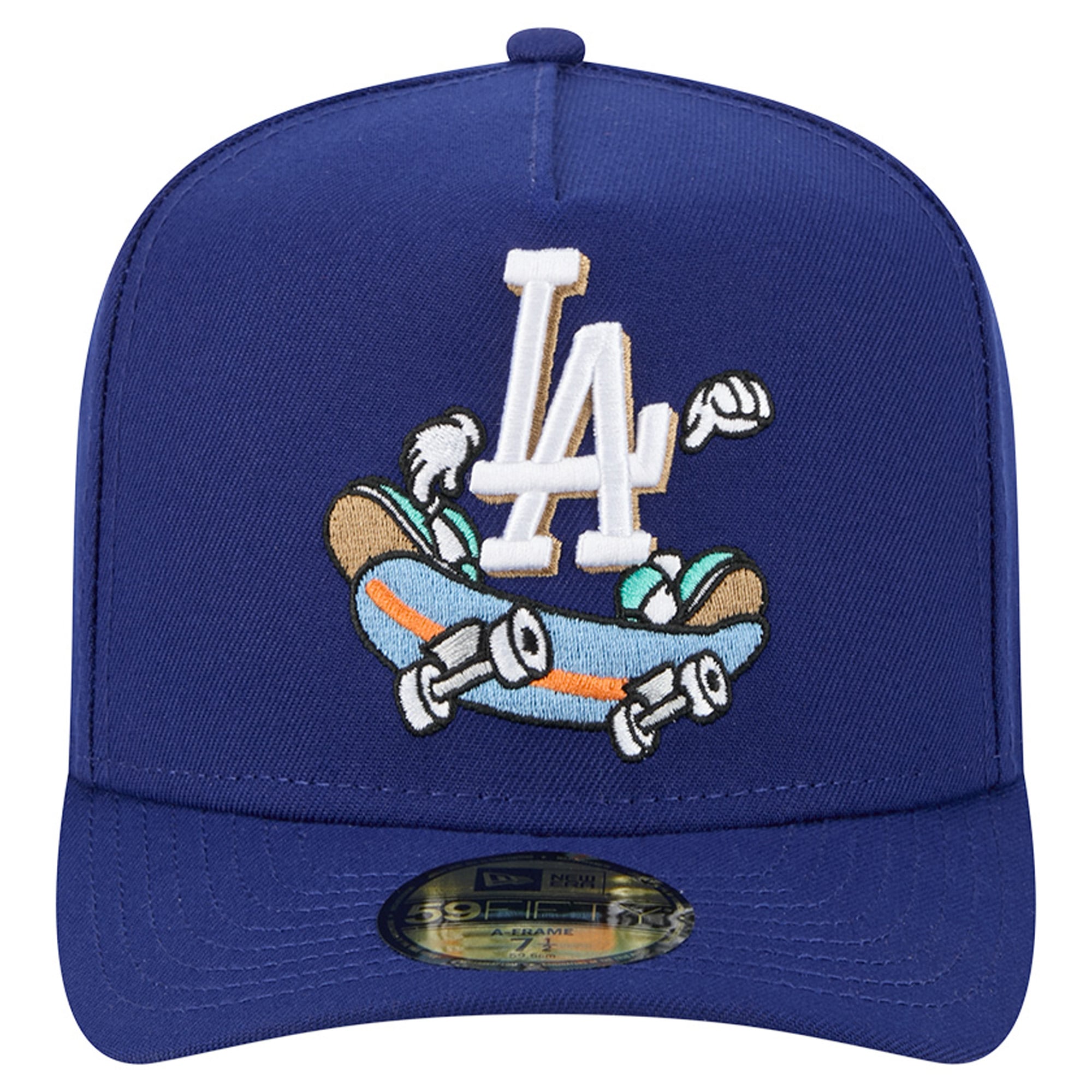 Casquette ajustée New Era 59FIFTY bleu foncé pour homme, motif dessin animé des Dodgers de Los Angeles