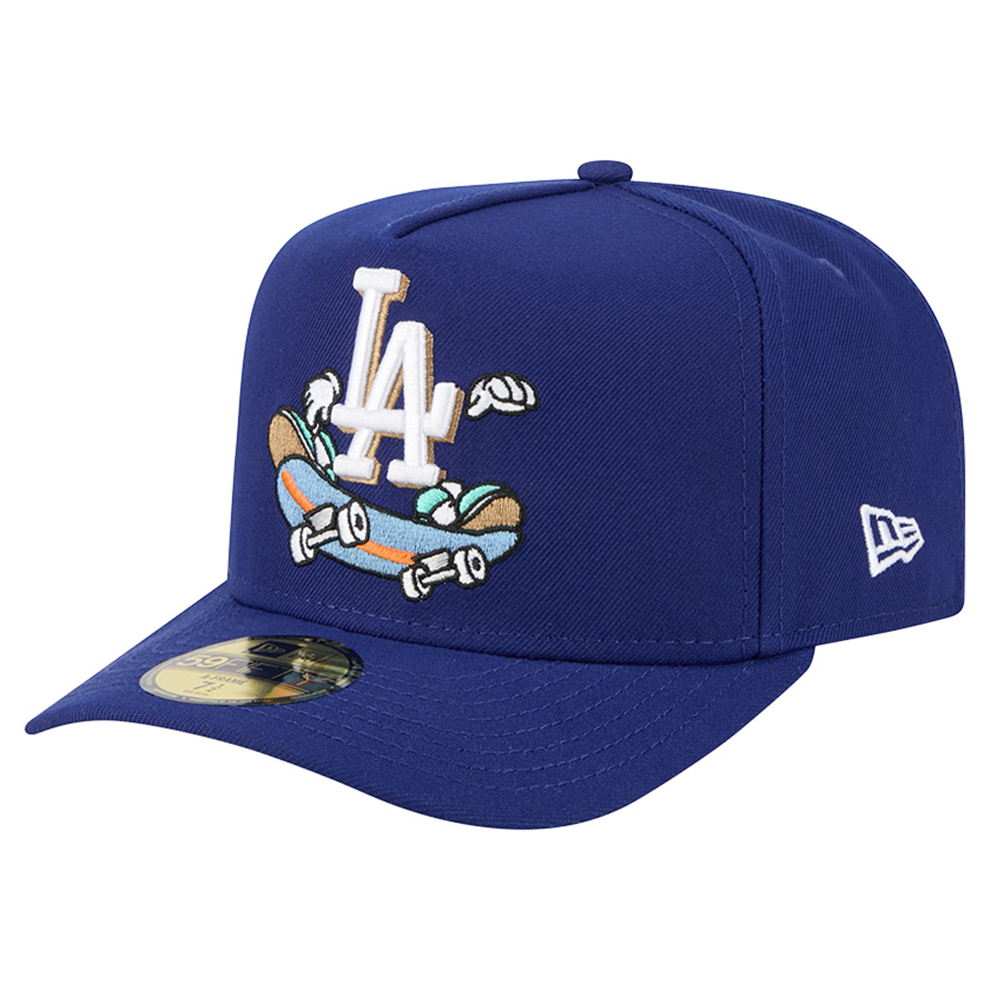 Casquette ajustée New Era 59FIFTY bleu foncé pour homme, motif dessin animé des Dodgers de Los Angeles
