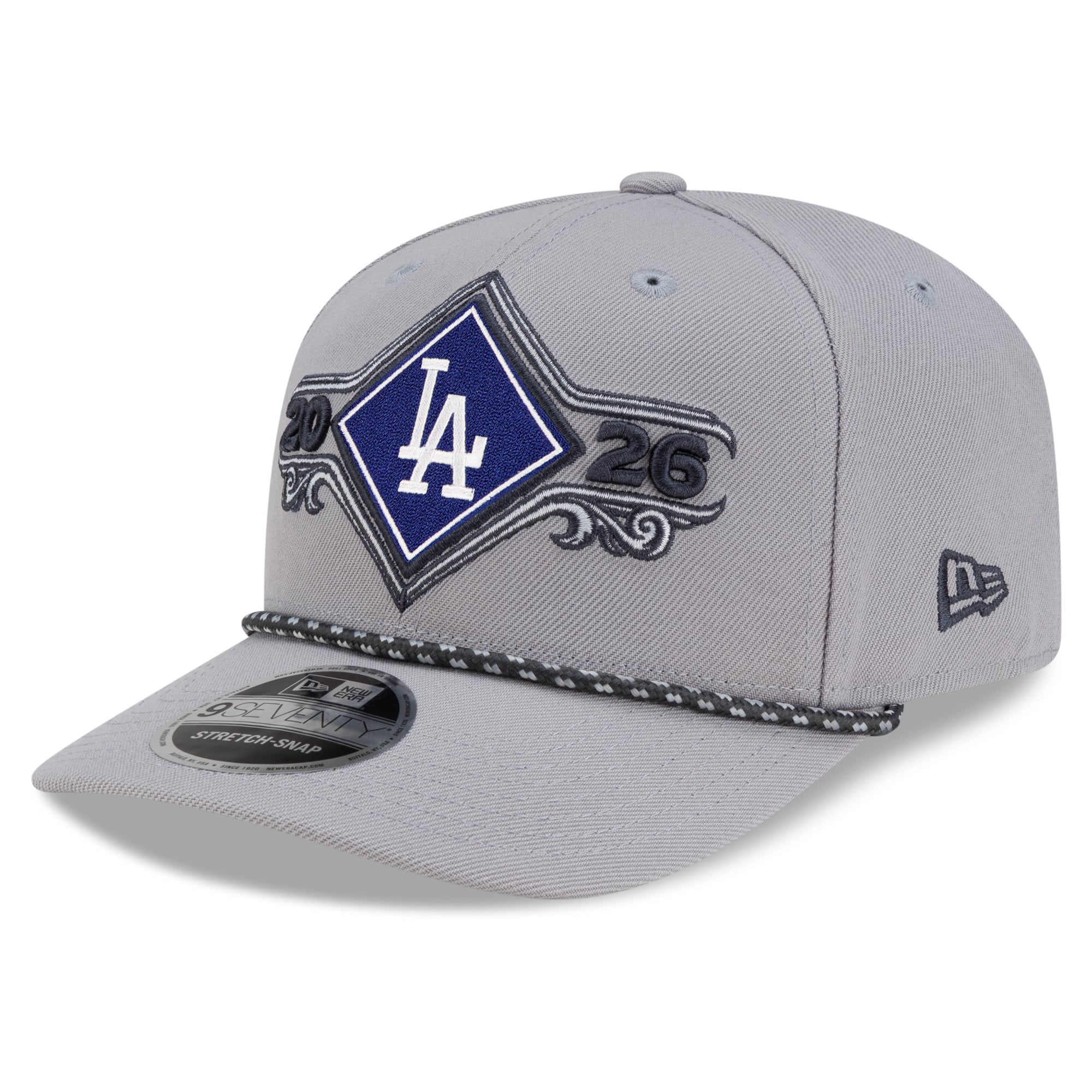 Casquette ajustable New Era grise Los Angeles Dodgers 2026, champions de la série de division de la Ligue nationale, modèle 9SEVENTY.