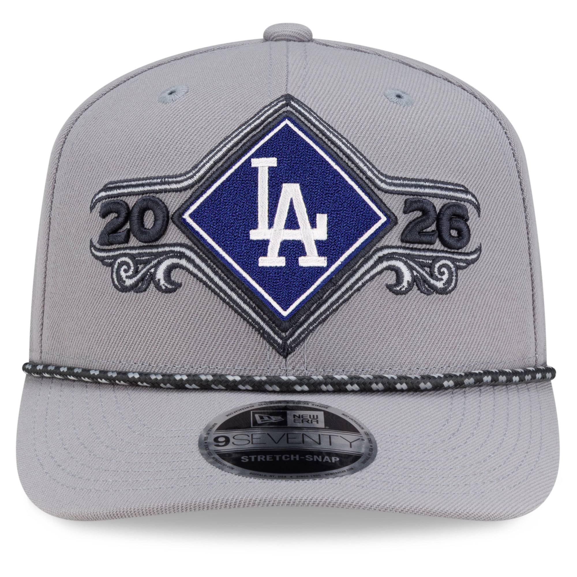 Casquette ajustable New Era grise Los Angeles Dodgers 2026, champions de la série de division de la Ligue nationale, modèle 9SEVENTY.