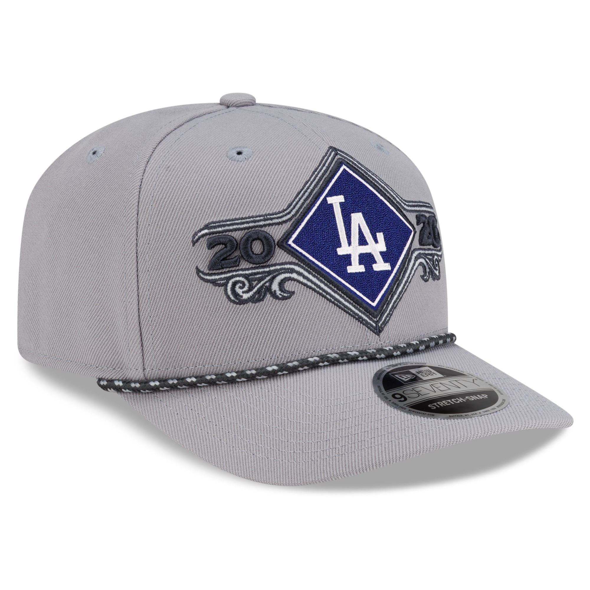 Casquette ajustable New Era grise Los Angeles Dodgers 2026, champions de la série de division de la Ligue nationale, modèle 9SEVENTY.