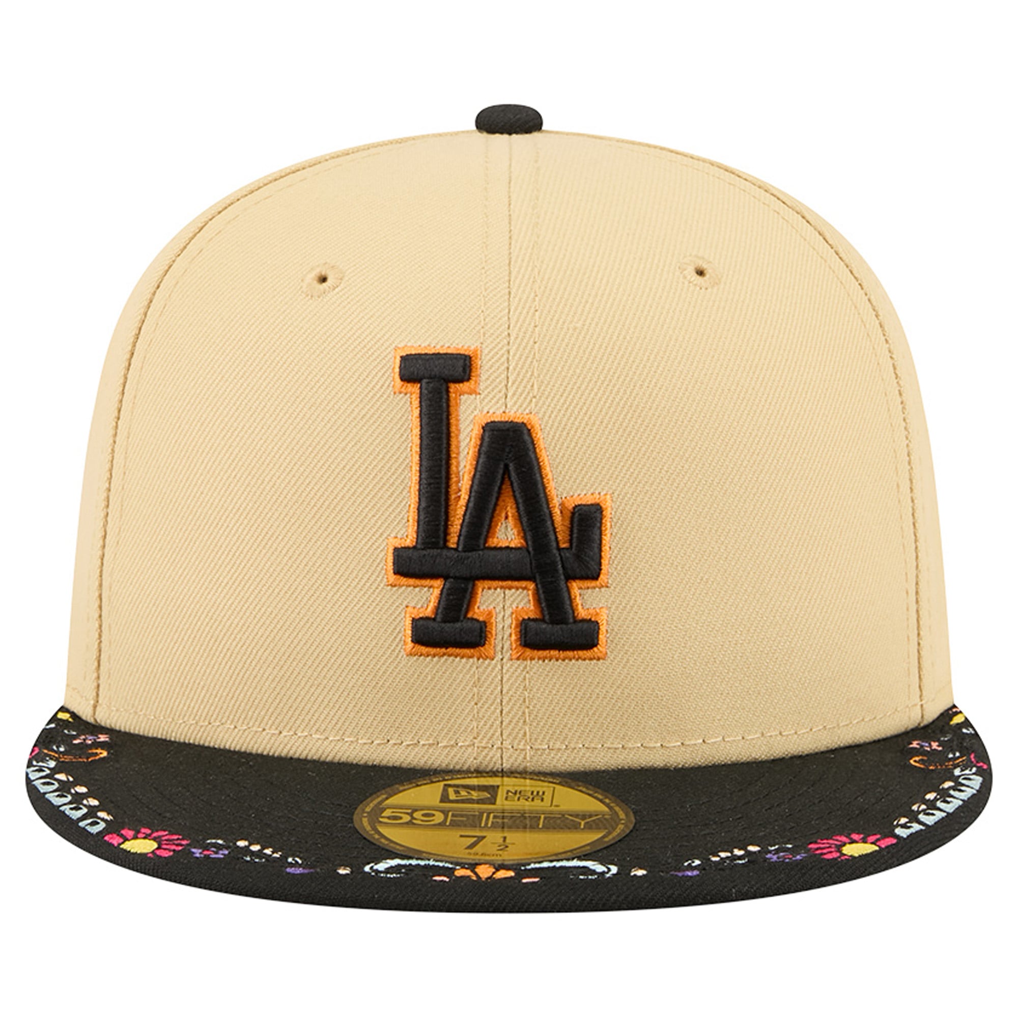 Men's New Era Light Beige Los Angeles Dodgers Two-Tone Embroidered Visor 59FIFTY Fitted Hat