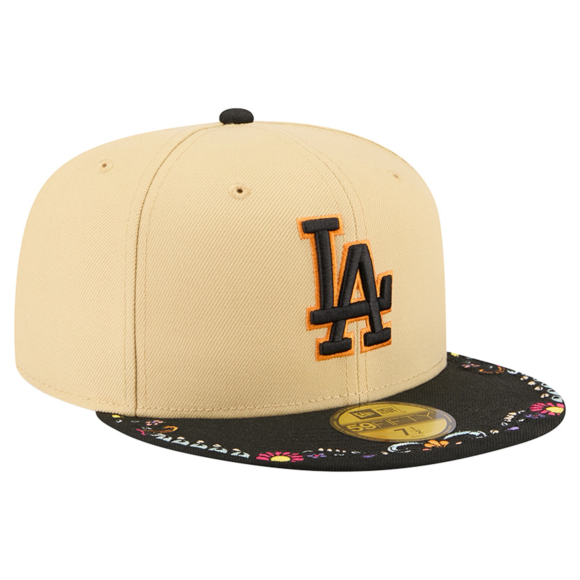 Men's New Era Light Beige Los Angeles Dodgers Two-Tone Embroidered Visor 59FIFTY Fitted Hat
