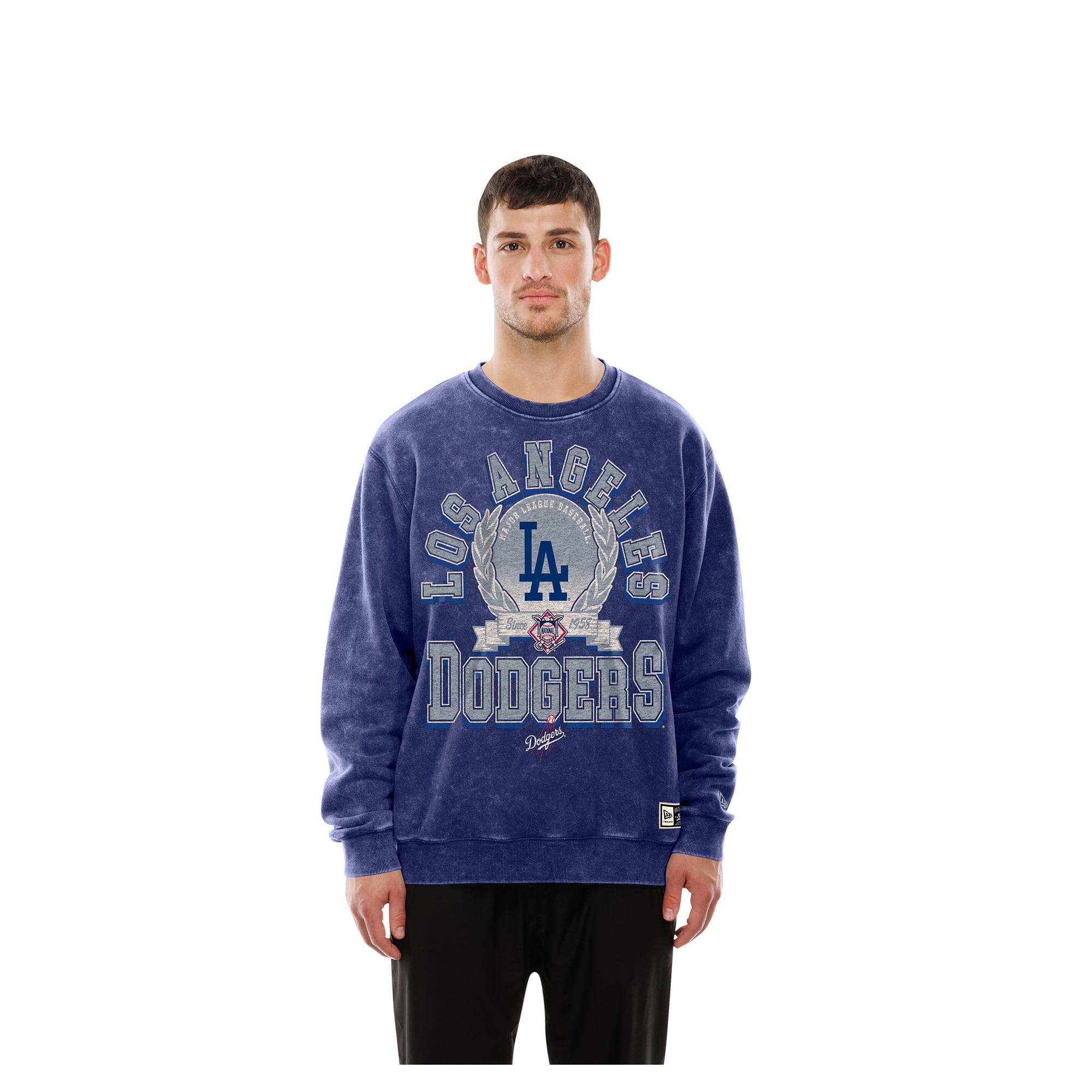 Sweat-shirt à col rond New Era bleu marine Los Angeles Dodgers pour homme